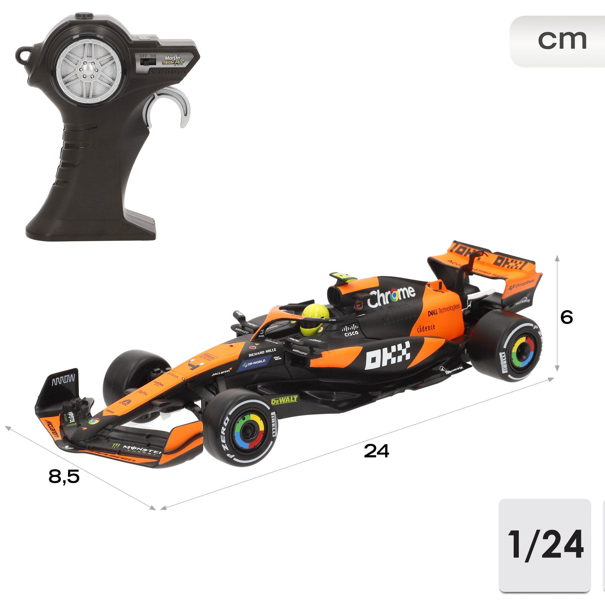 Maisto Coche teledirigido F1 2024 McLaren MCL38 Leclerc 1:24