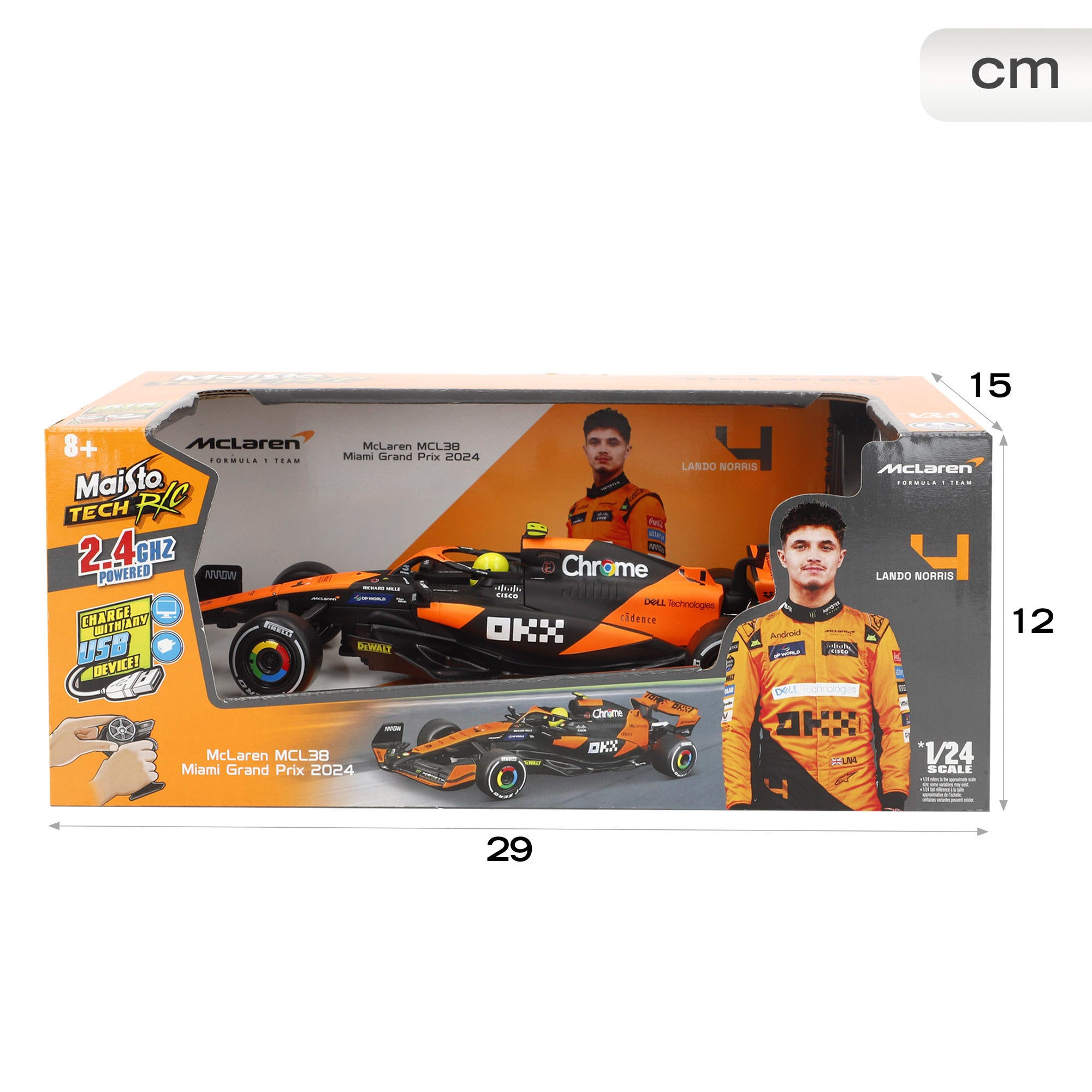 Maisto Coche teledirigido F1 2024 McLaren MCL38 Leclerc 1:24