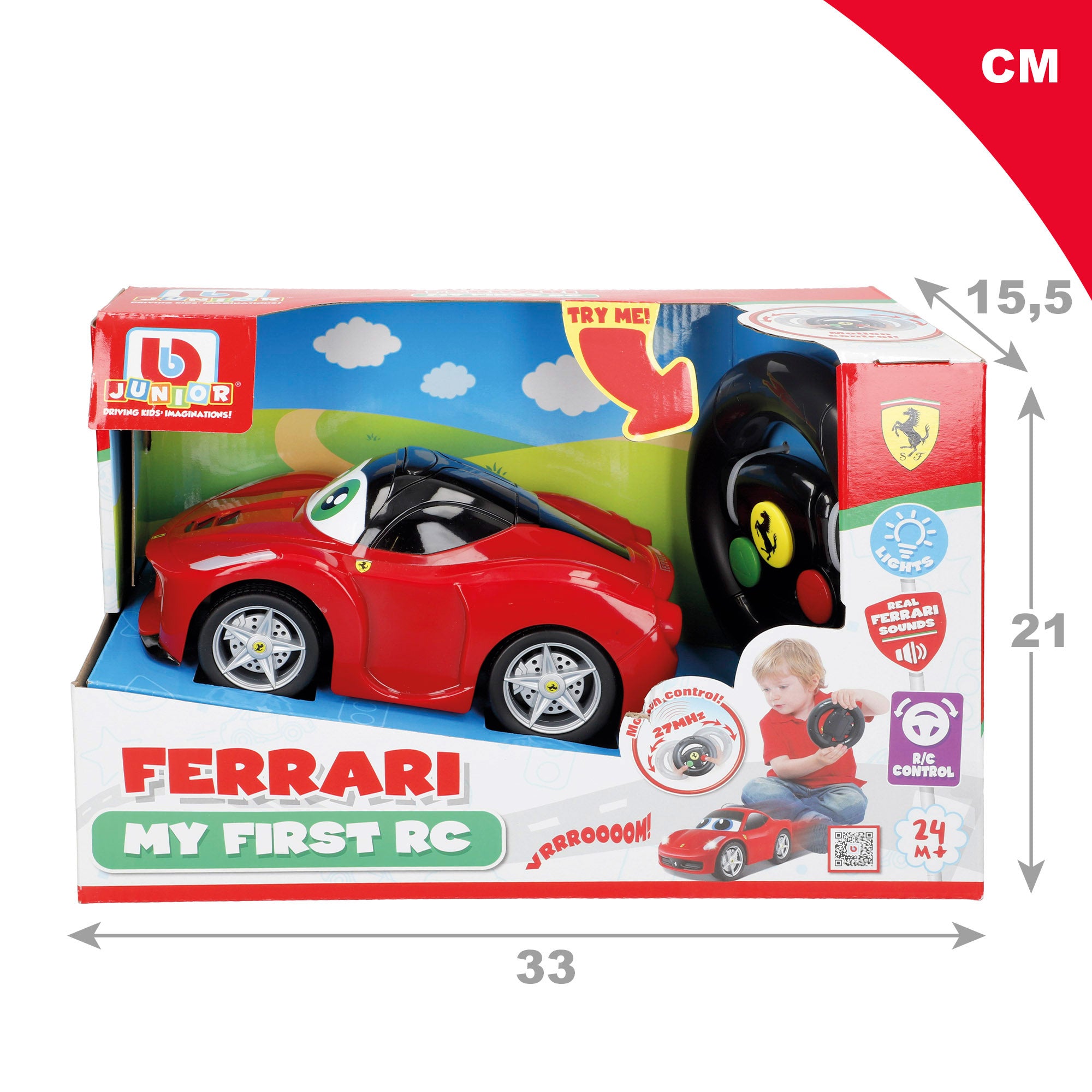 Burago Ferrari de juguete teledirigido con luz y sonido real