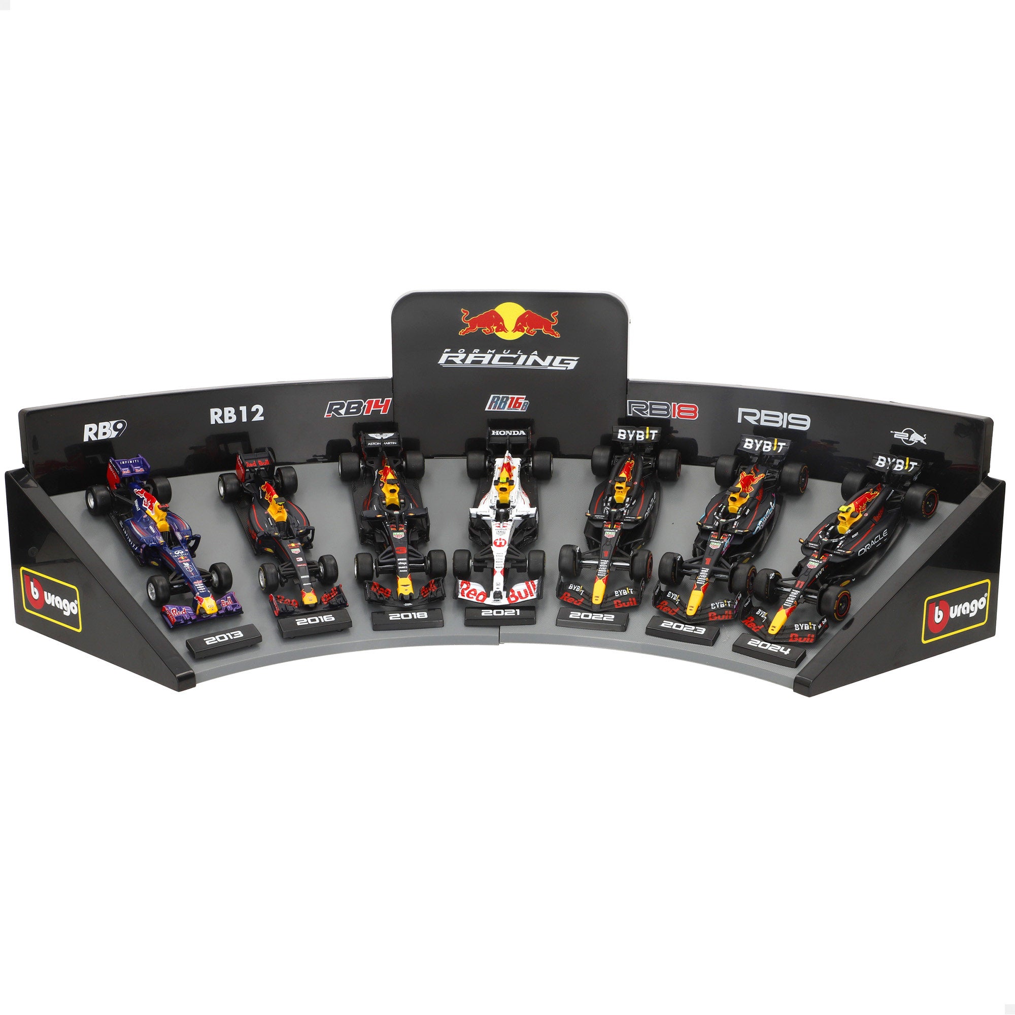 Burago Set 7 coches colección 1:43 F1 Red Bull con expositor