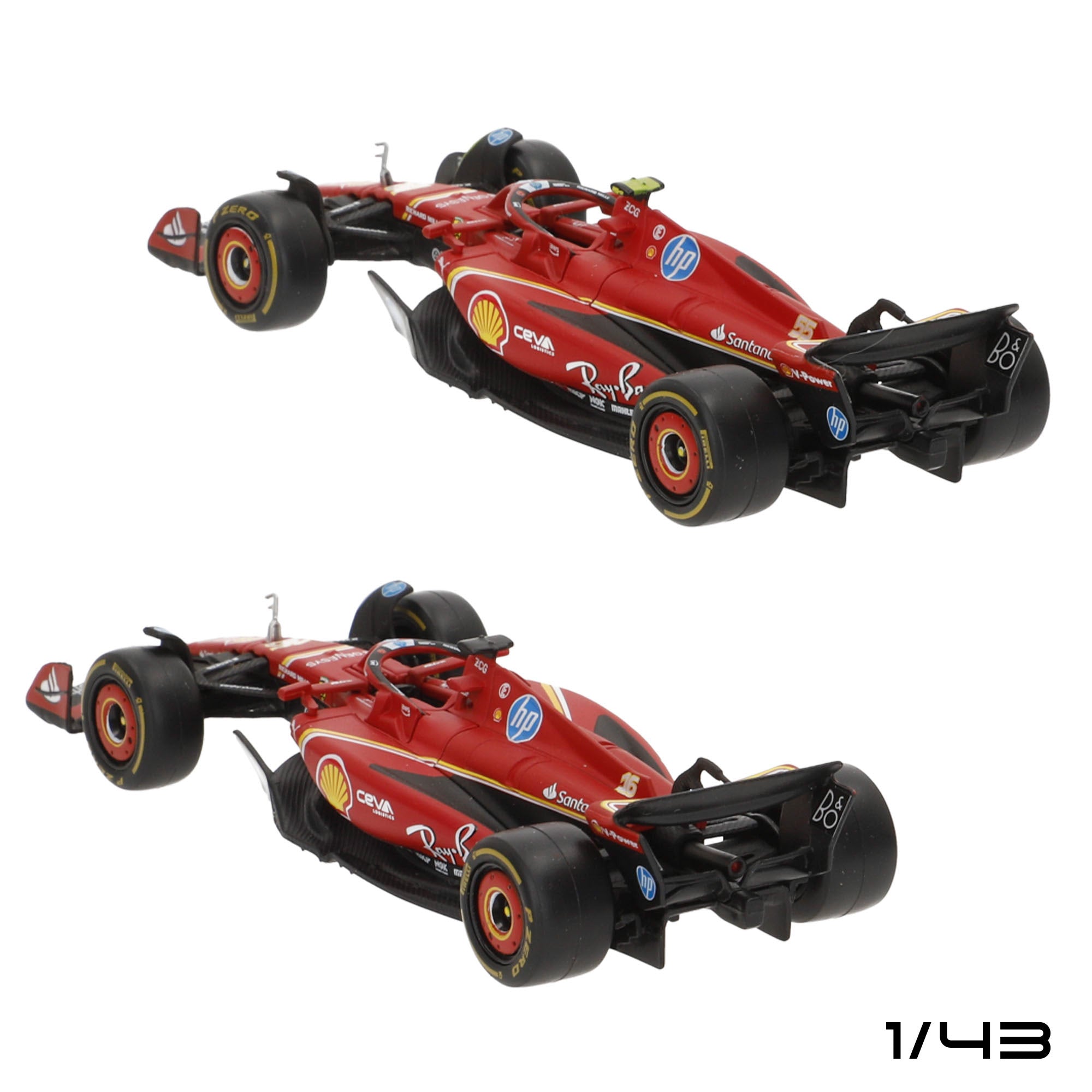 Burago Set 2 coches 1:43 Ferrari SF-24 Sainz y Leclerc F1 2024