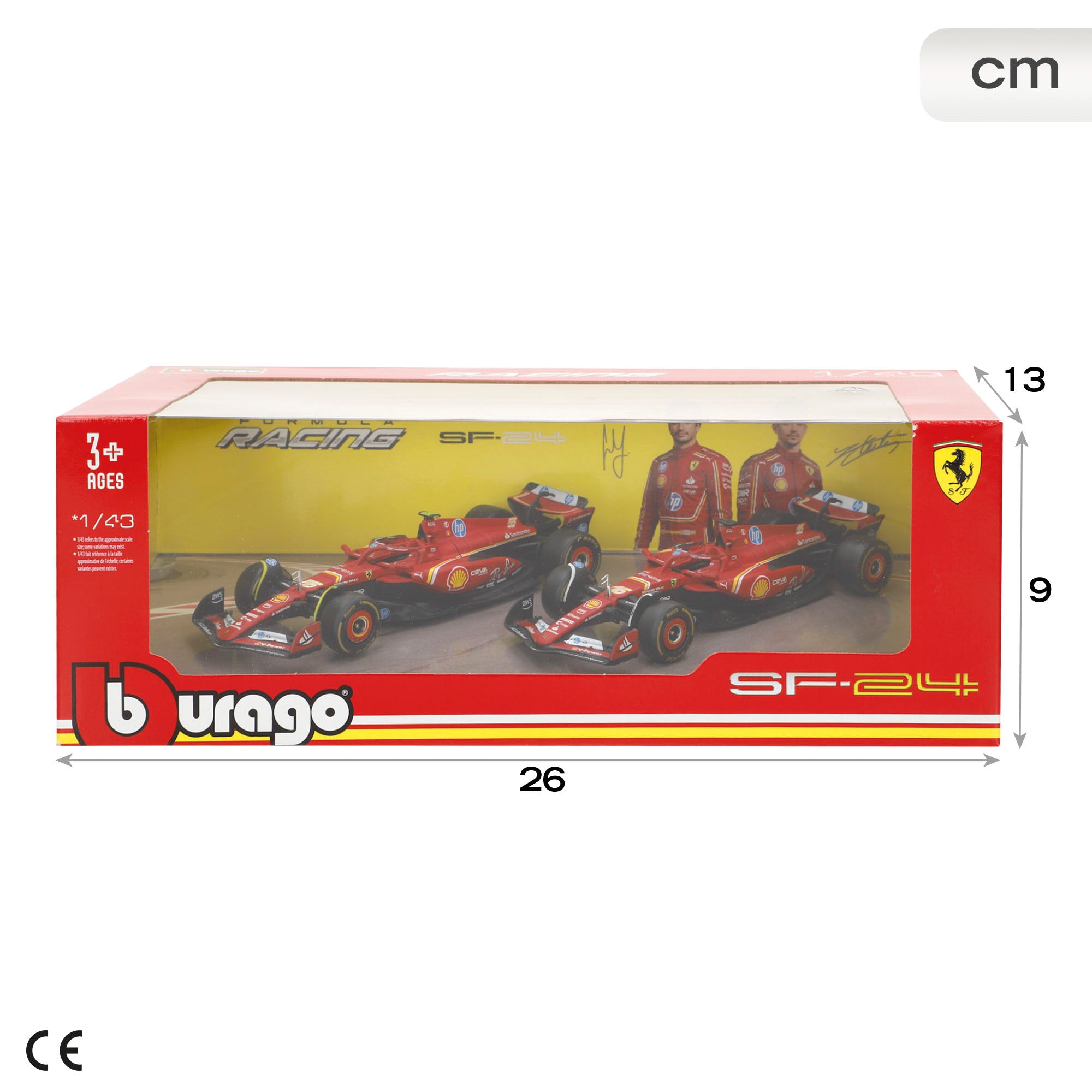 Burago Set 2 coches 1:43 Ferrari SF-24 Sainz y Leclerc F1 2024
