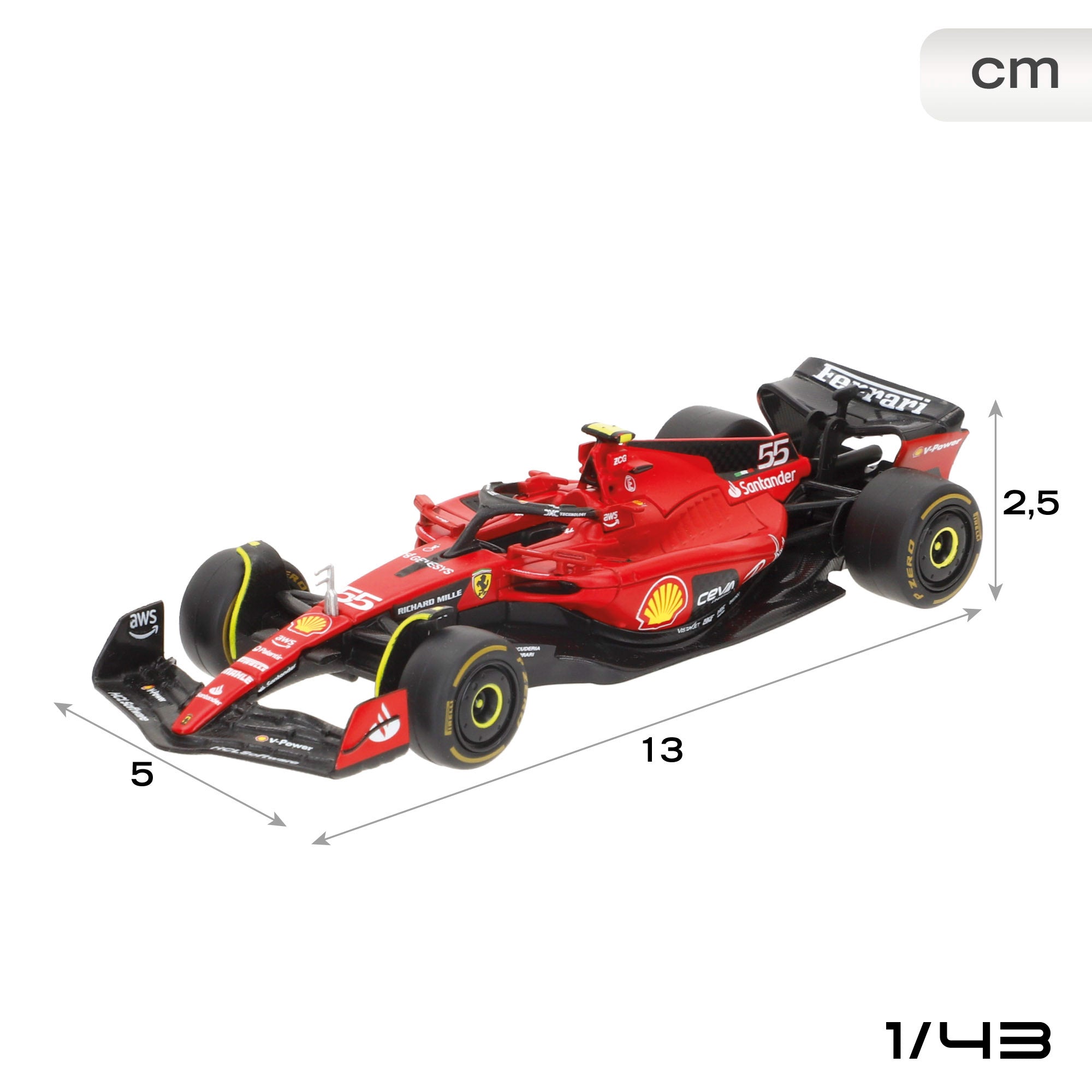 Burago Set 4 coches 1:43 F1 Ferrari F1-75 y SF-23 Sainz y Leclerc