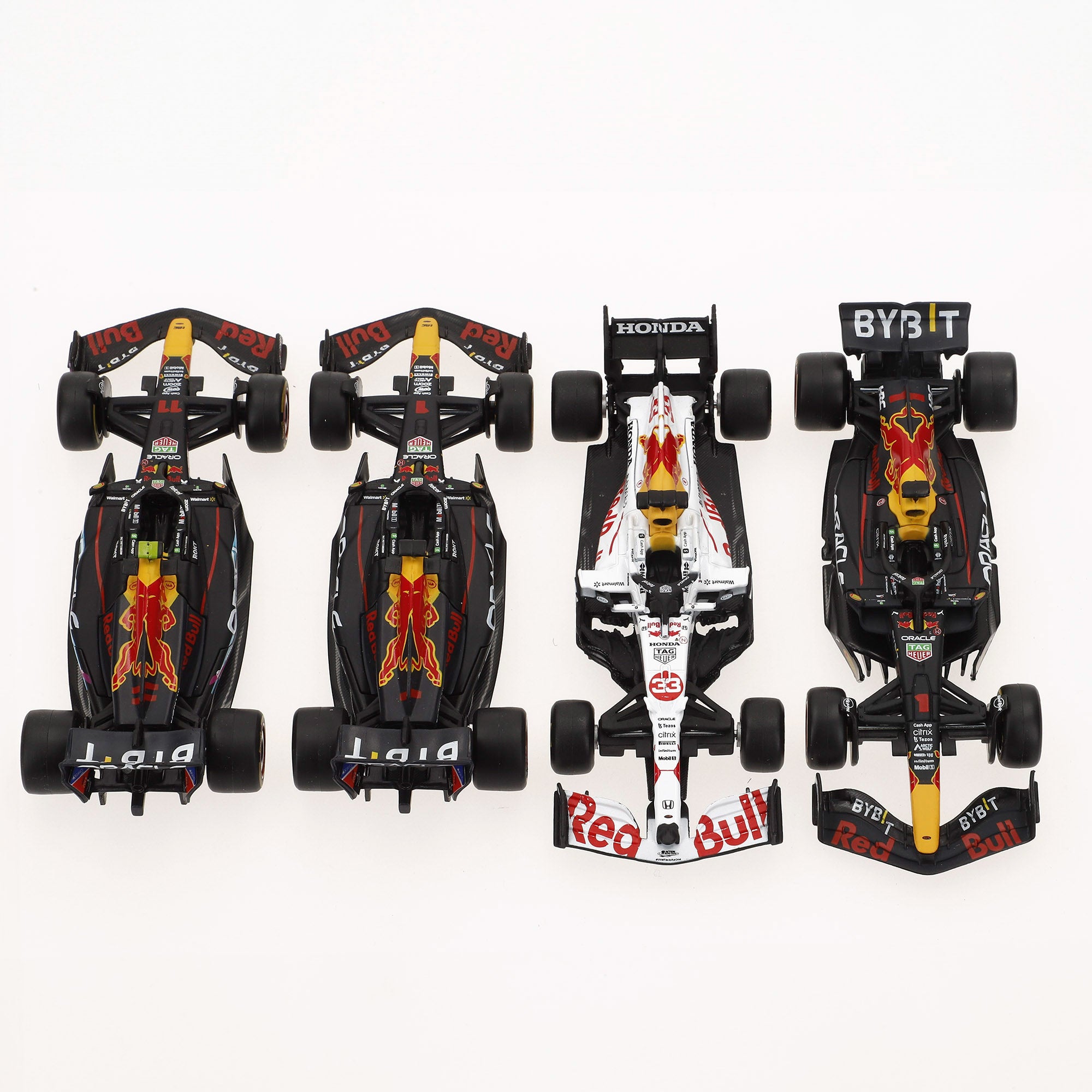 Burago Set 4 coches 1:43 F1 Red Bull Verstappen y Pérez