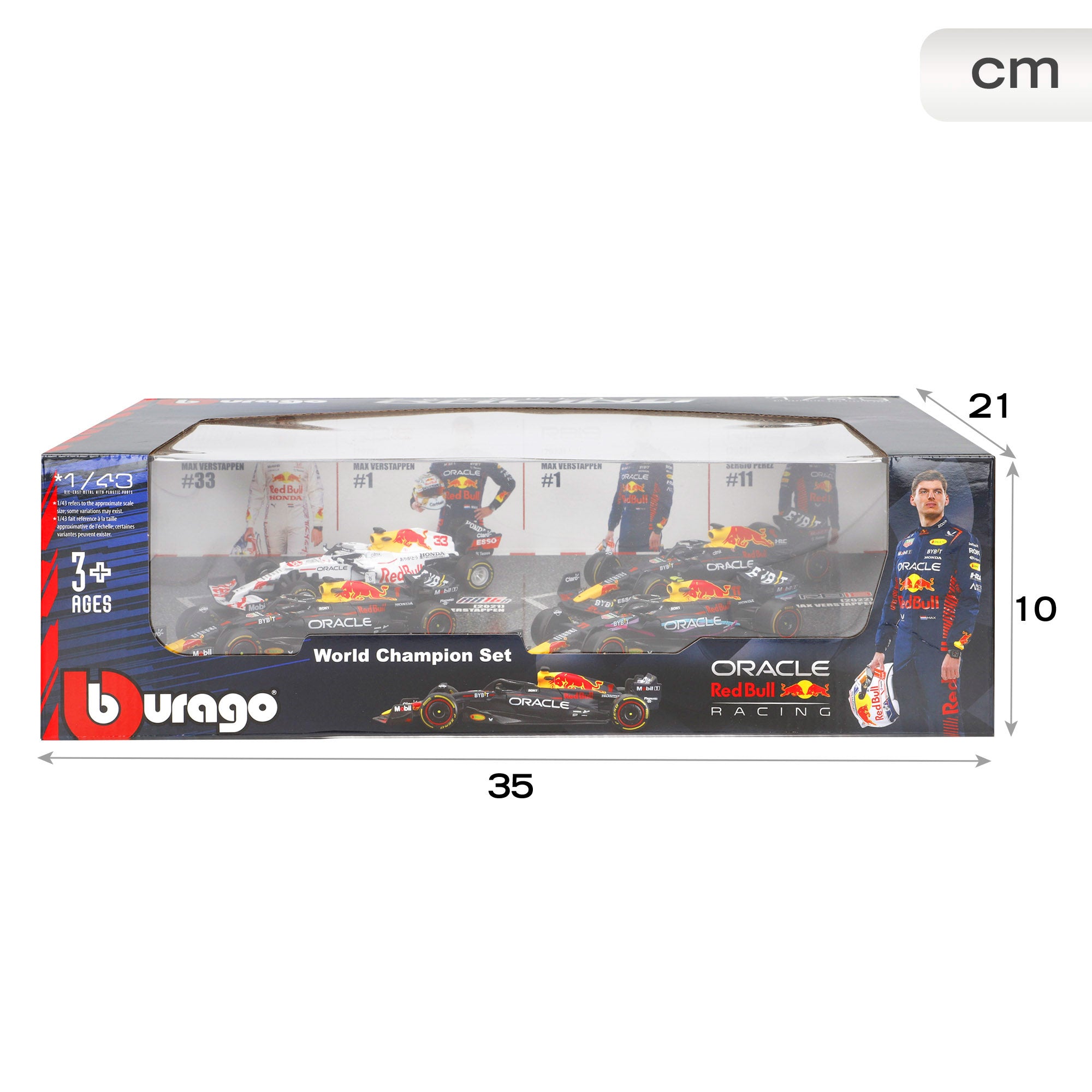 Burago Set 4 coches 1:43 F1 Red Bull Verstappen y Pérez