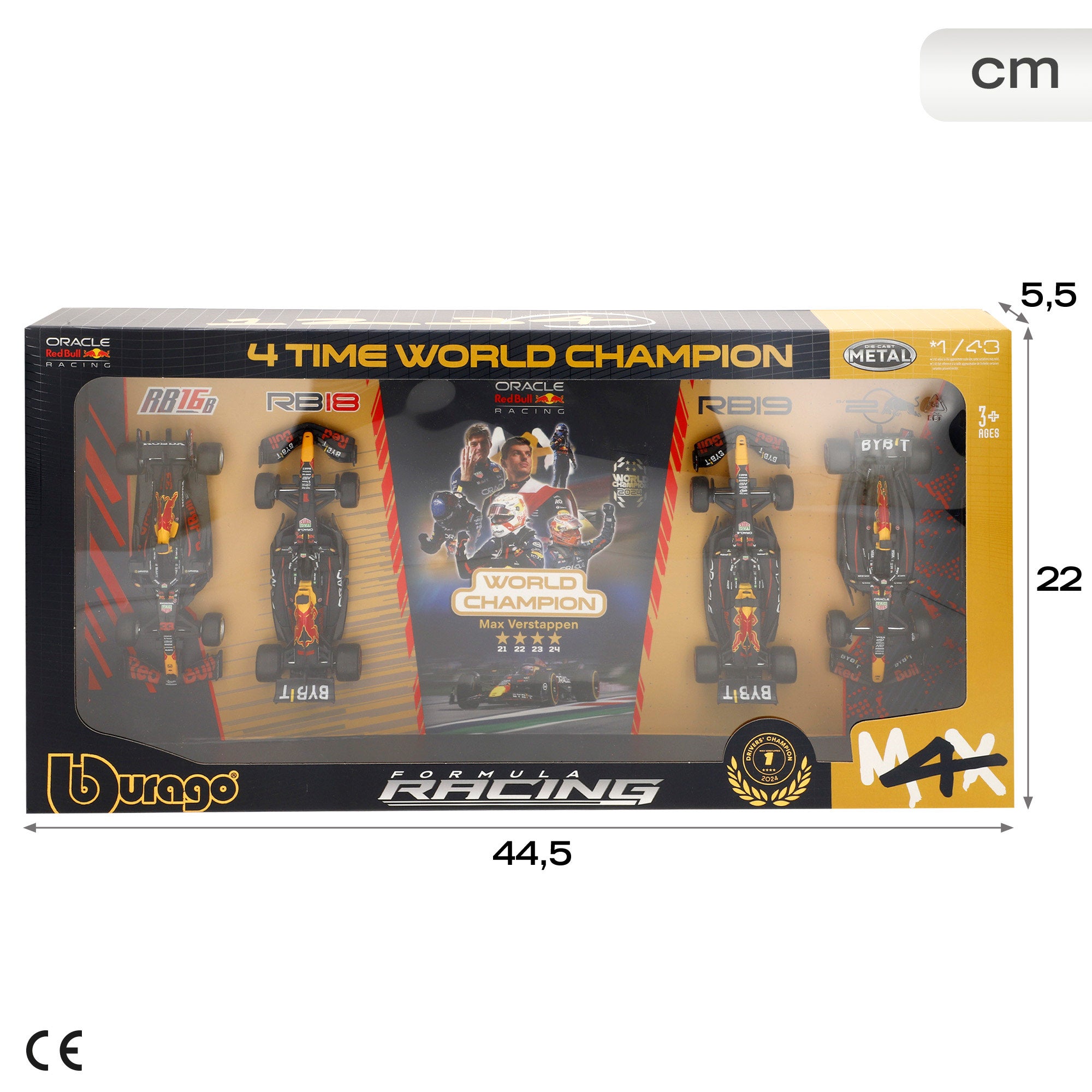 Burago Set 4 coches 1:43 F1 Red Bull Max Verstappen