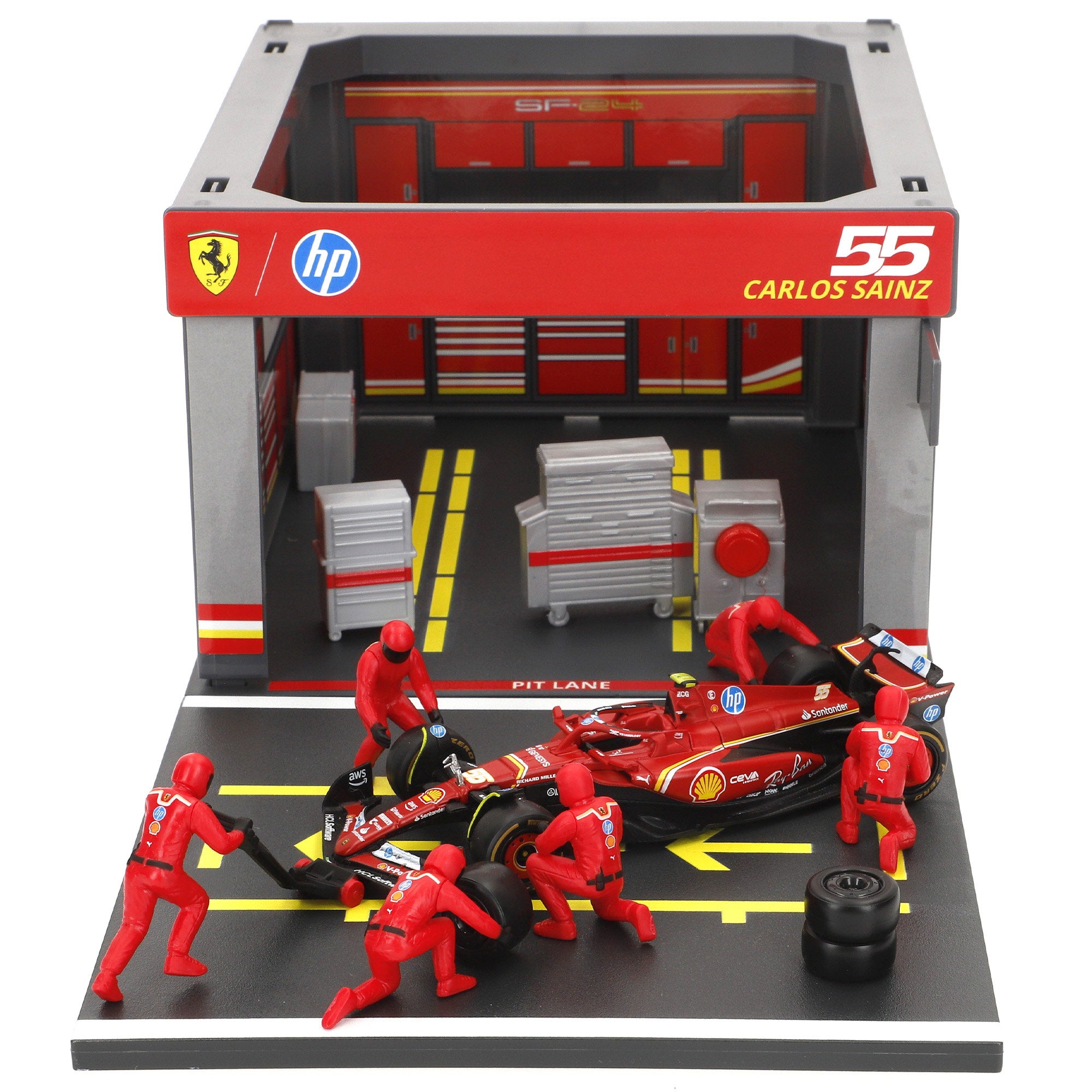 Set Box Ferrari SF23 Carlos Sainz 1:43 Burago | Juguetesonline.com