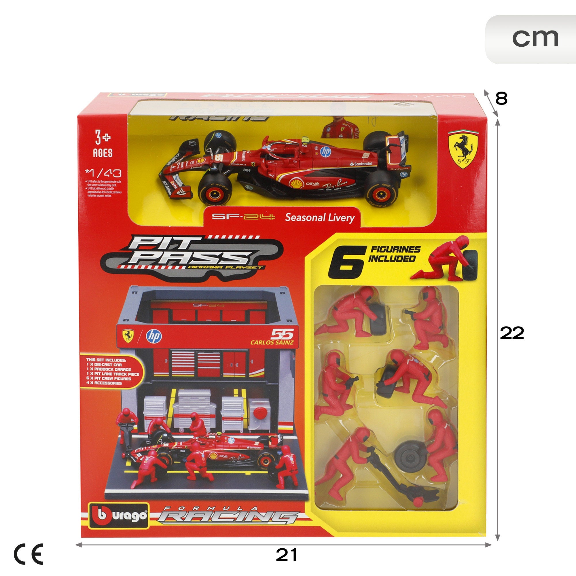 自動車 Ferrets Mini Model Ferrari(F1-BOX99) Set Box Ferrari SF23 Carlos Sainz 1:43 Burago | Juguetesonline.com
