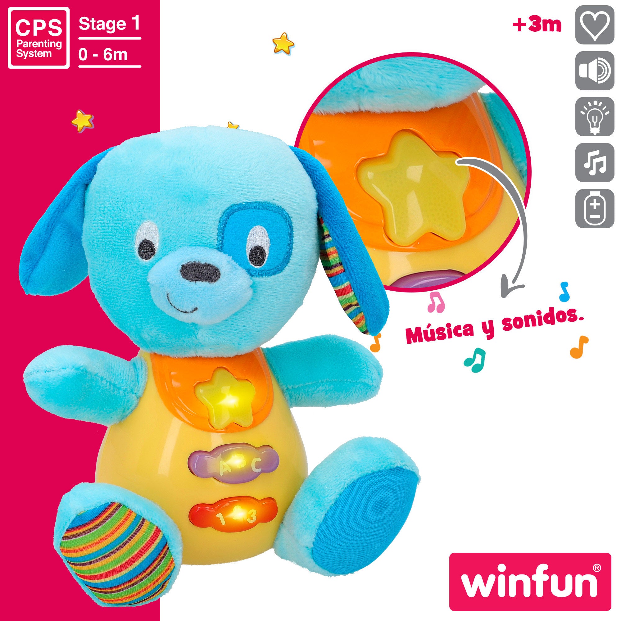 Winfun Peluche perro en español con luces