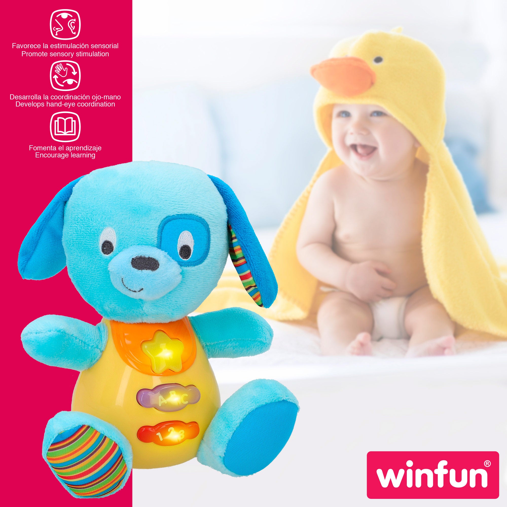 Winfun Peluche perro en español con luces