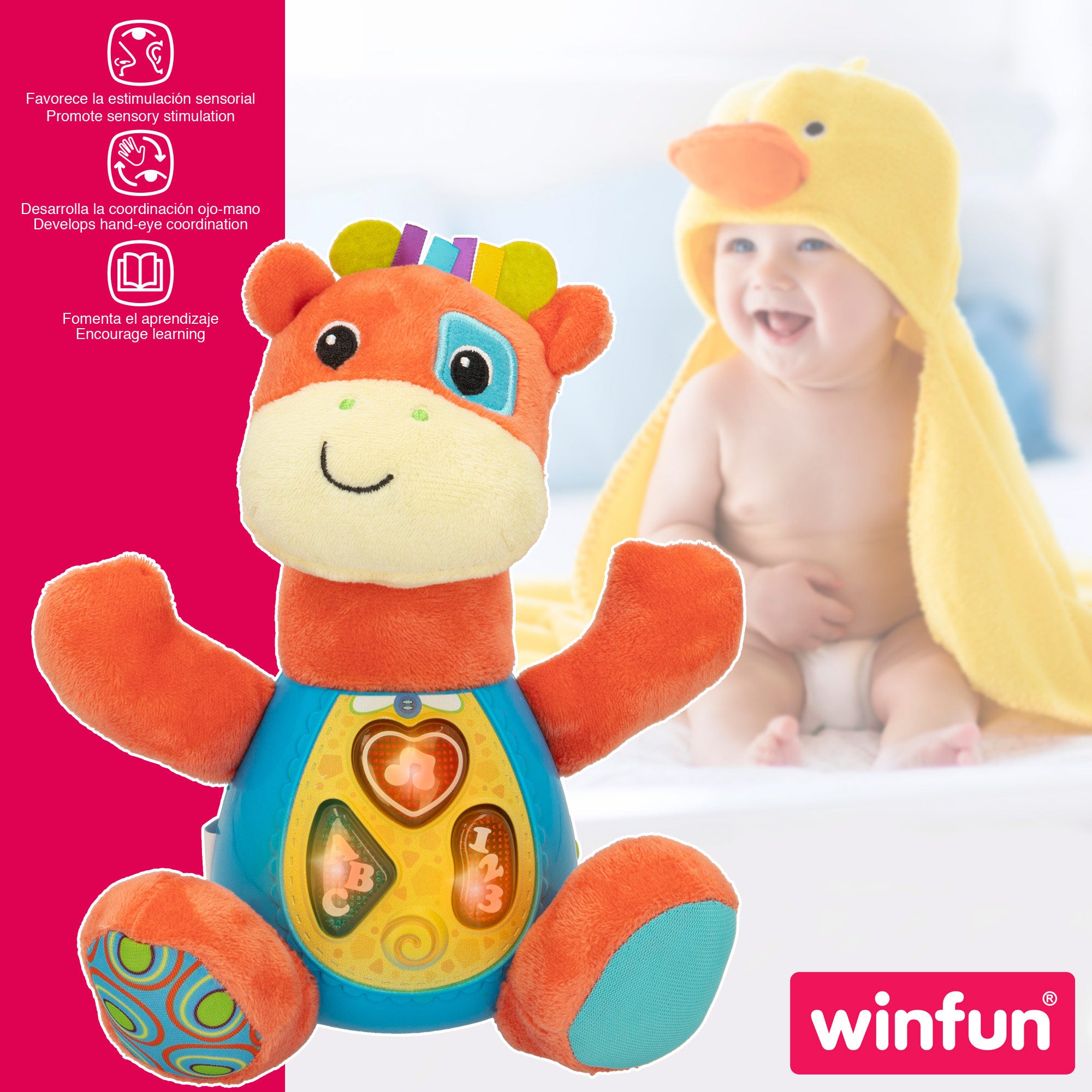 Winfun Peluche jirafa que habla con luces en español