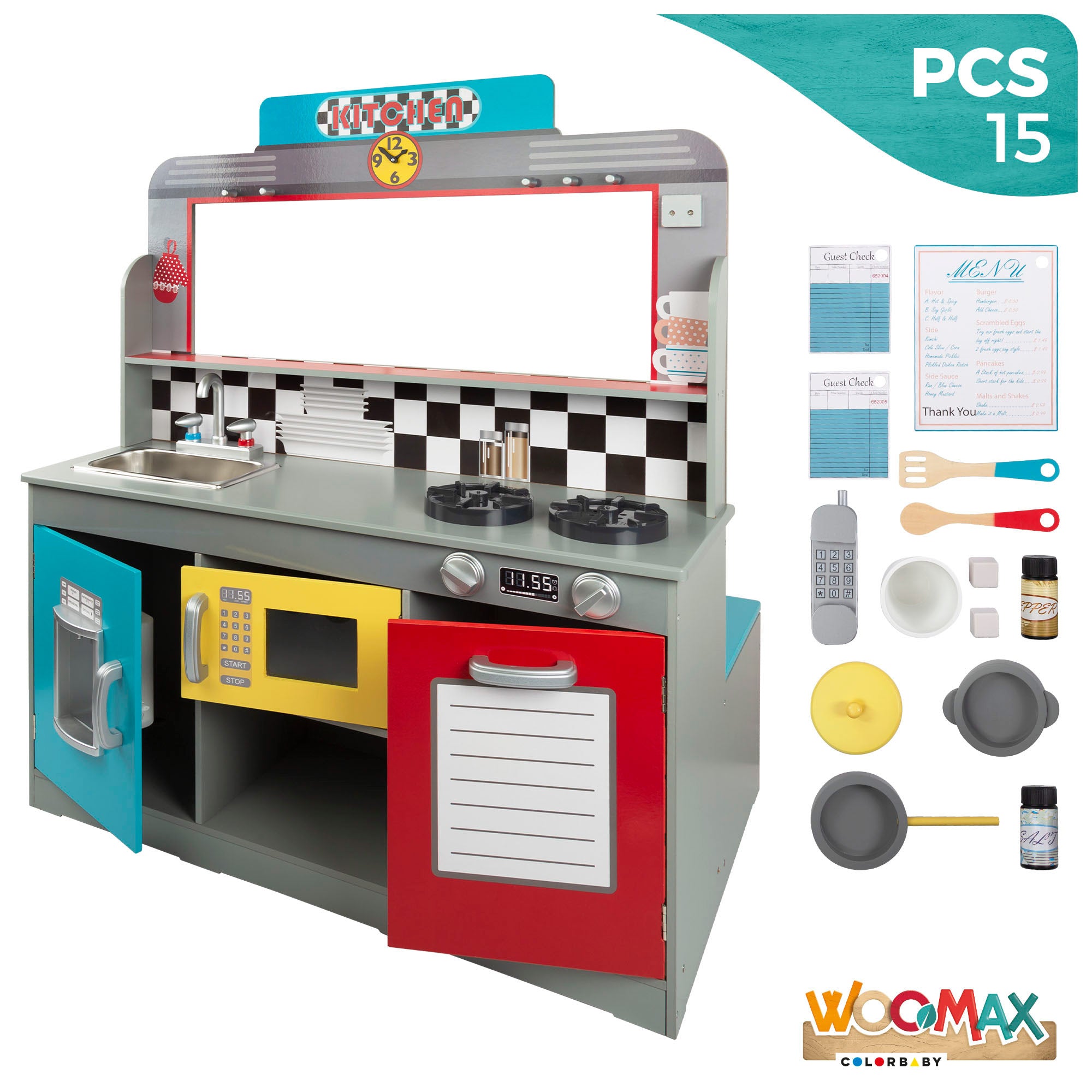 WOOMAX Cocinita de madera y bar retro
