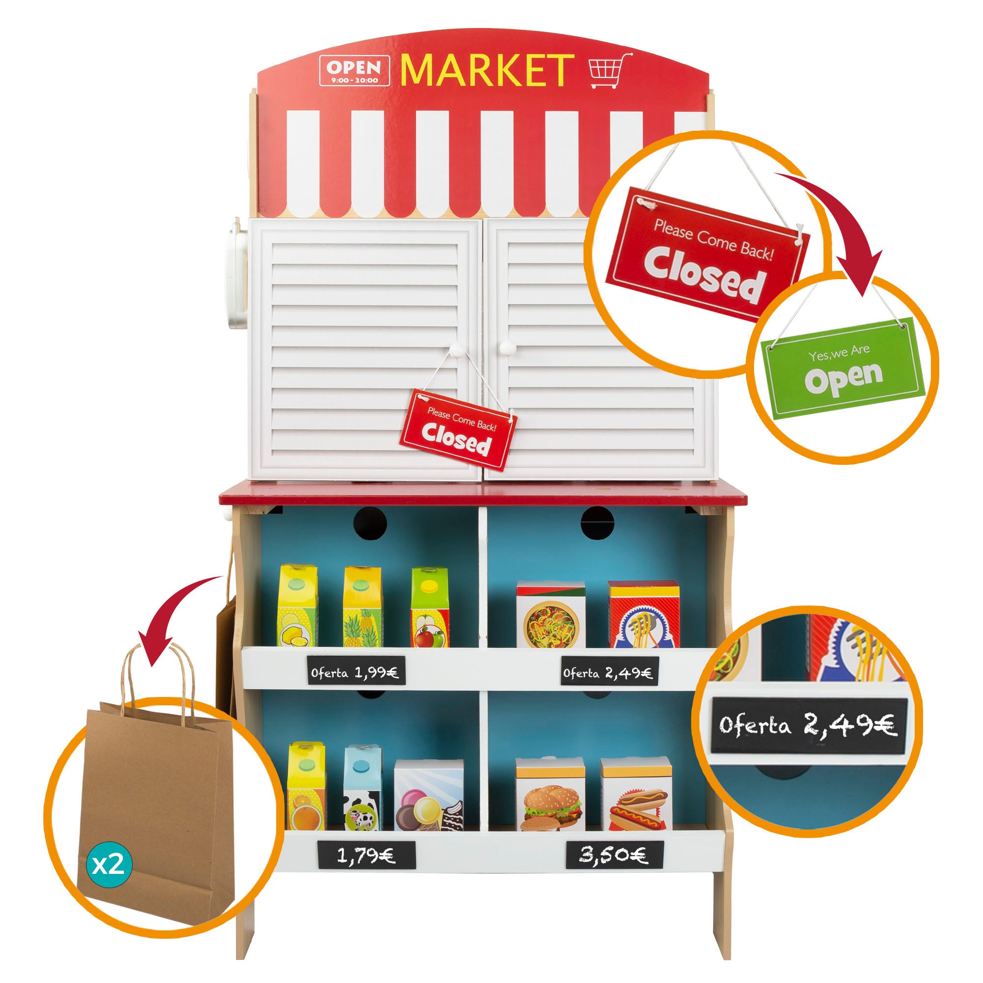 WOOMAX Heladería con cocinita de madera 2 en 1