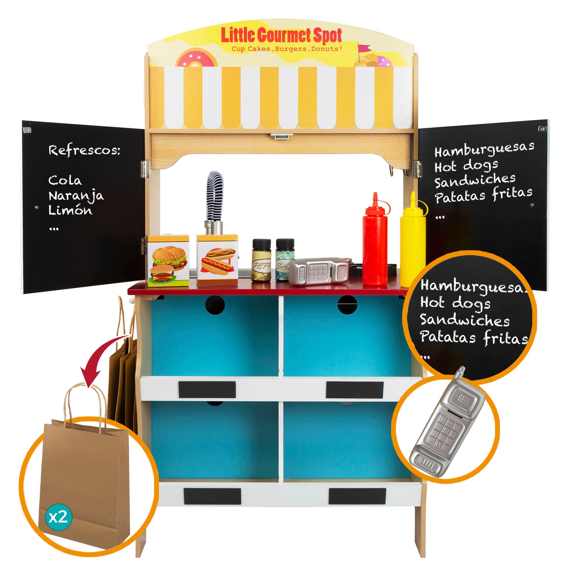 WOOMAX Heladería con cocinita de madera 2 en 1