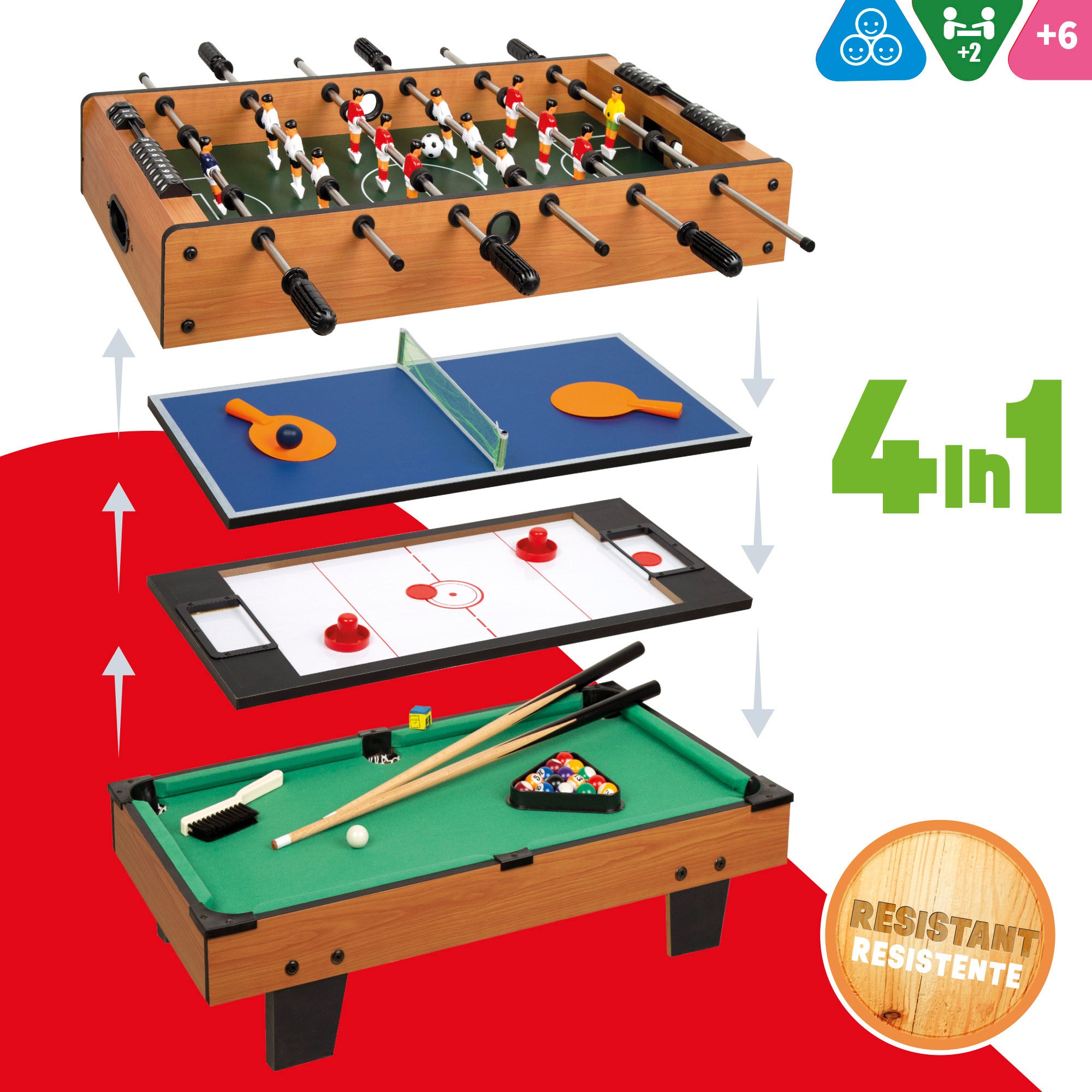 Mesa multijuegos 4 en 1 sobremesa 89x42,5x28,5 cm CB Games