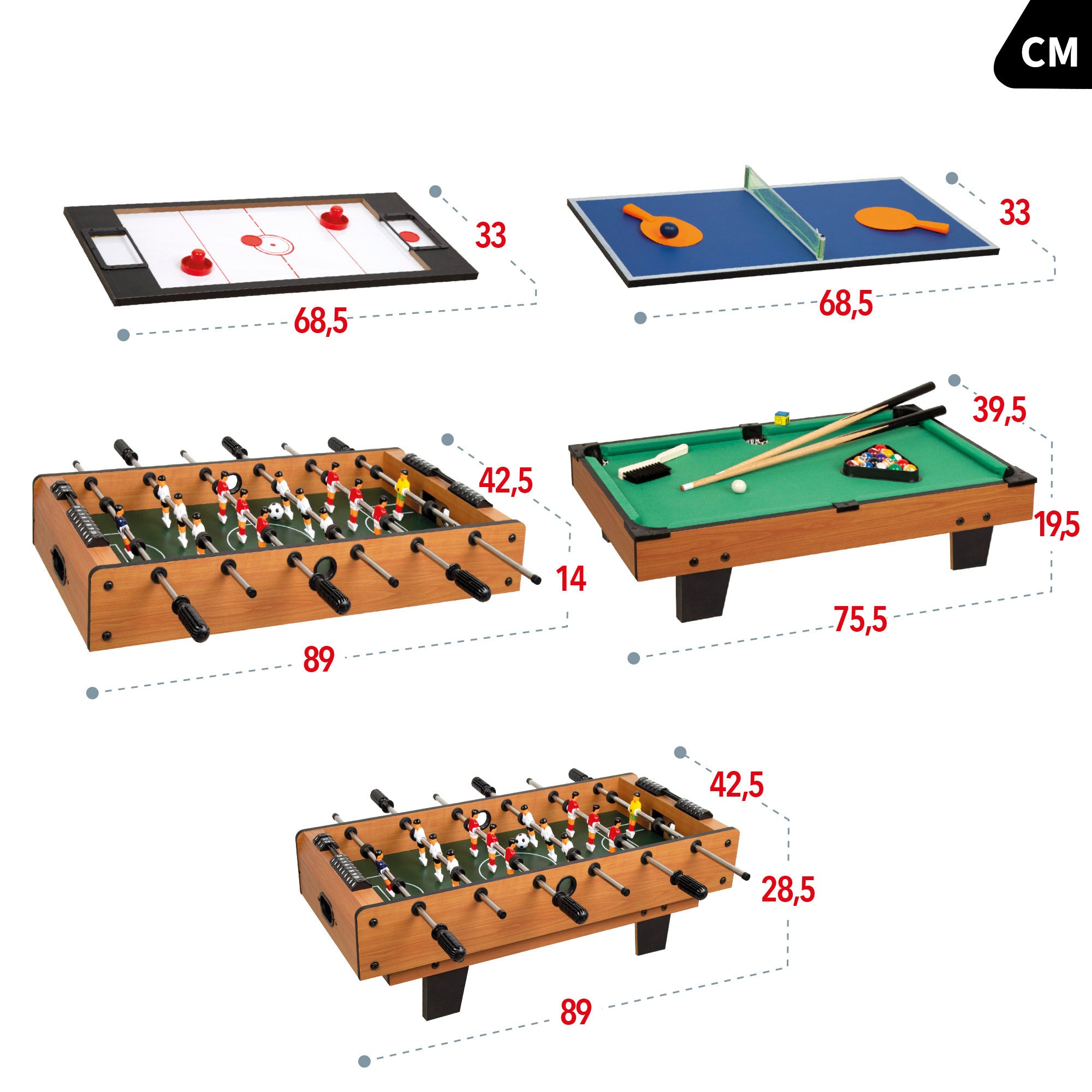 Mesa multijuegos 4 en 1 sobremesa 89x42,5x28,5 cm CB Games