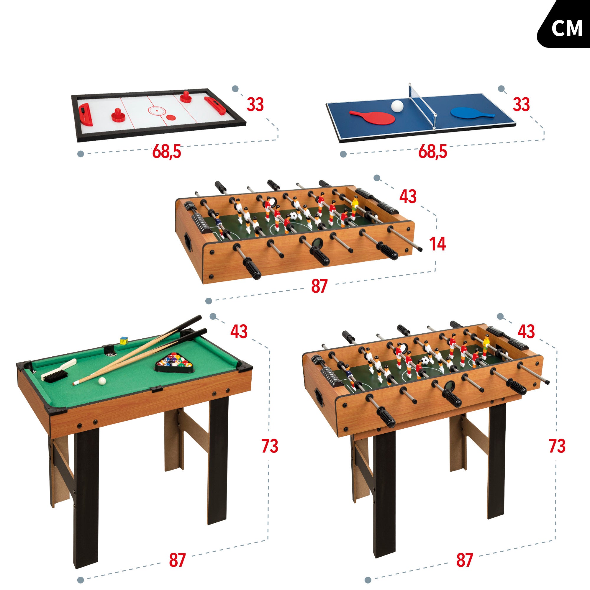 Mesa multijuegos 4 en 1 con patas CB Games
