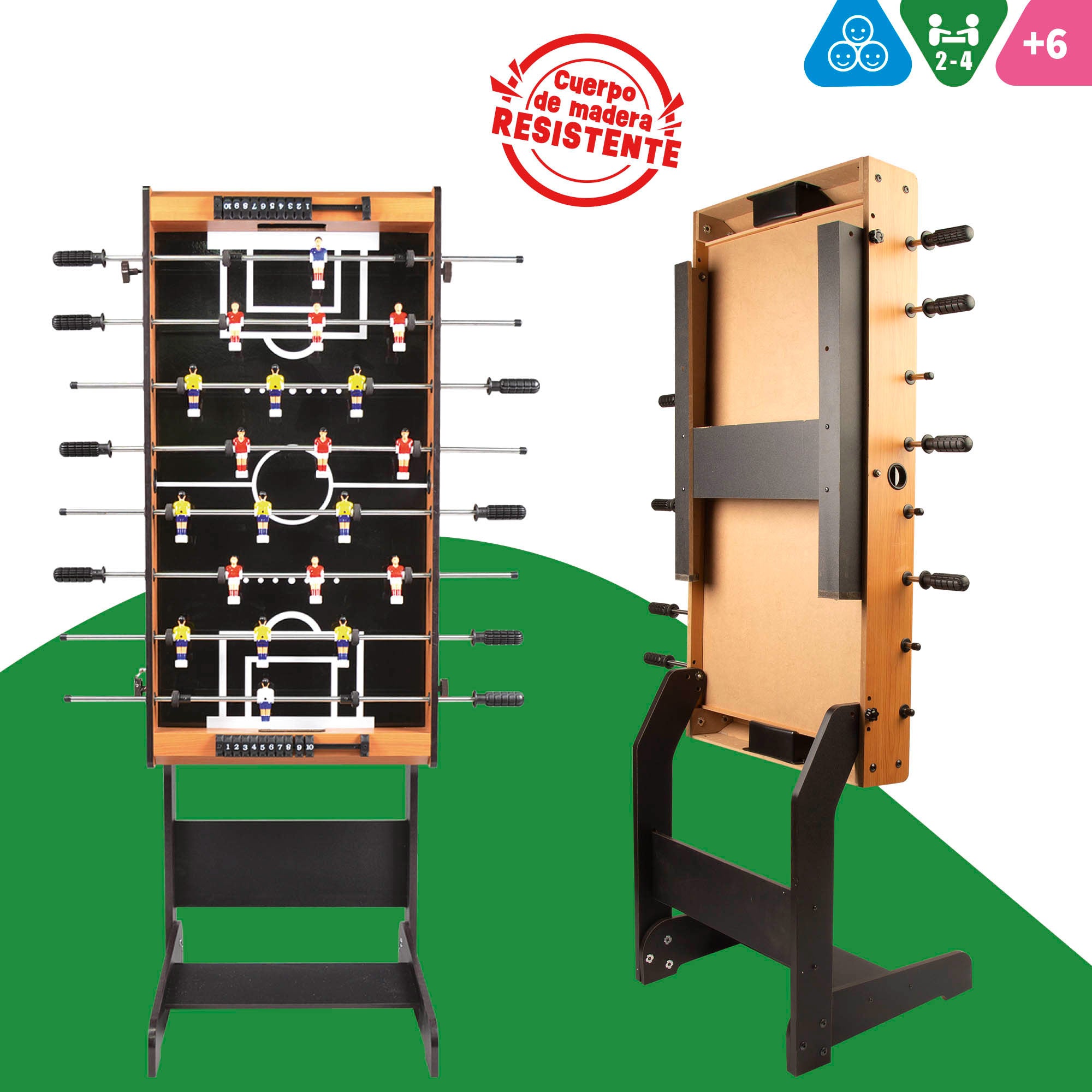 Futbolín de madera plegable con patas 101x51x70 cm CB Games