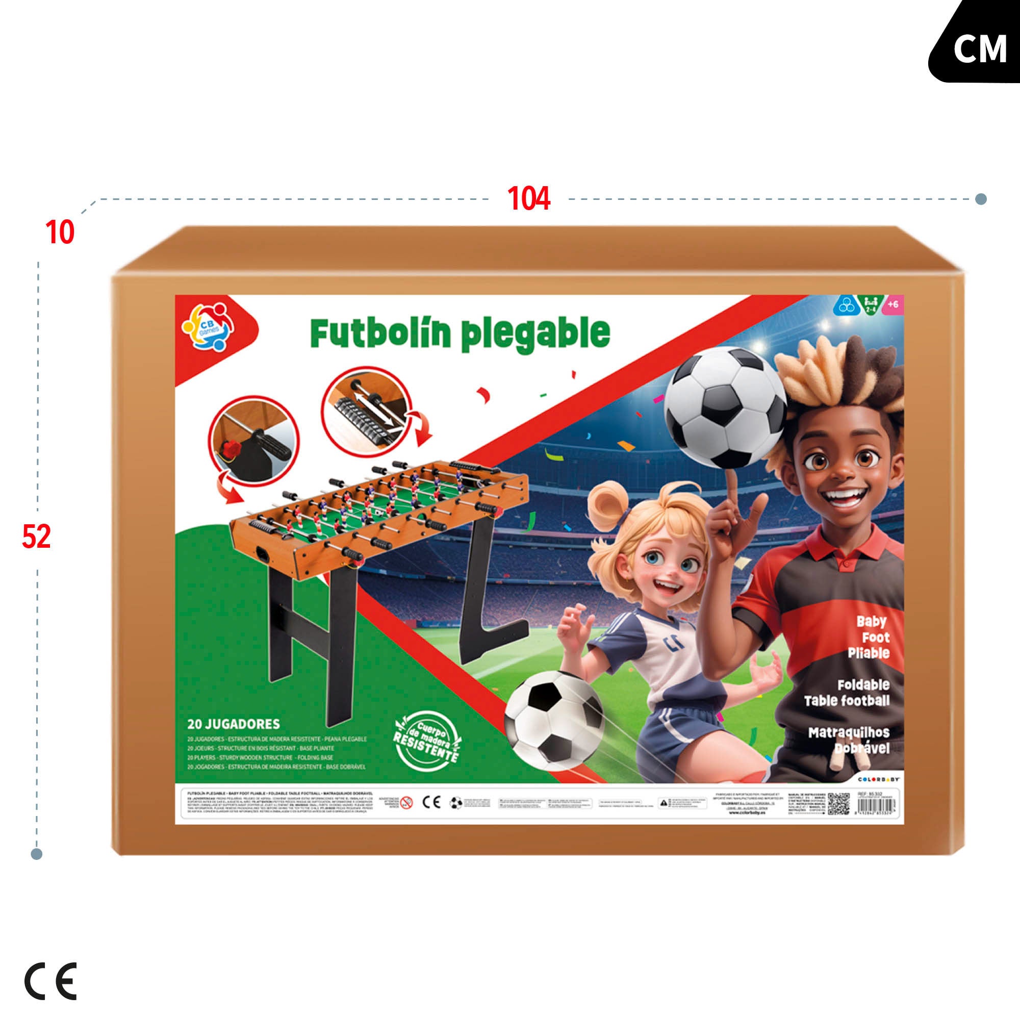 Futbolín de madera plegable con patas 101x51x70 cm CB Games