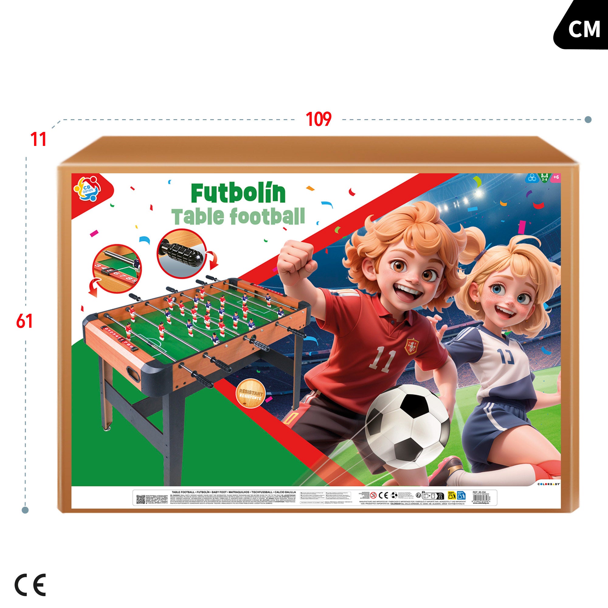Futbolín de madera con patas 121x61x79 cm CB Games