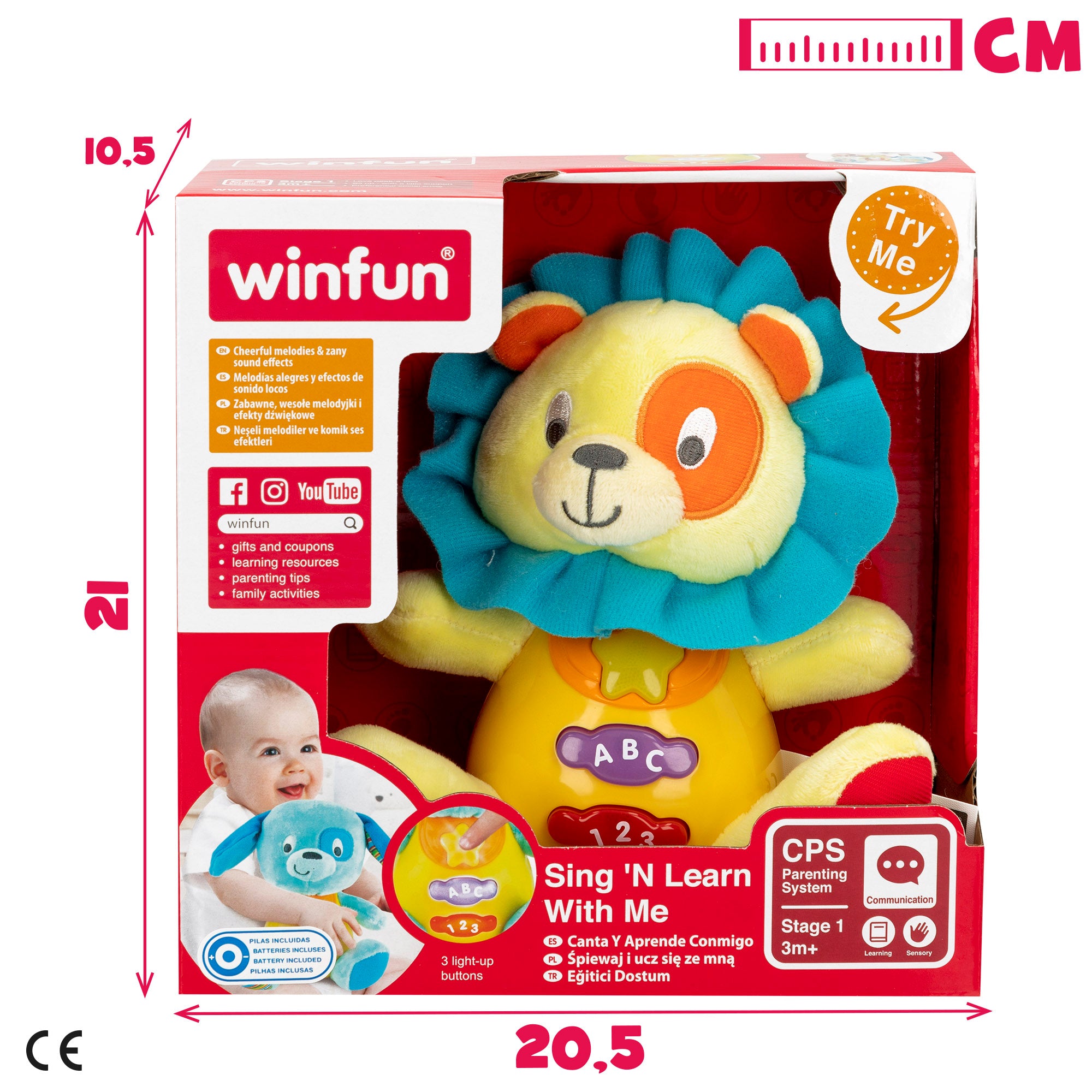 Winfun Peluche león para bebé con luz y sonido en español