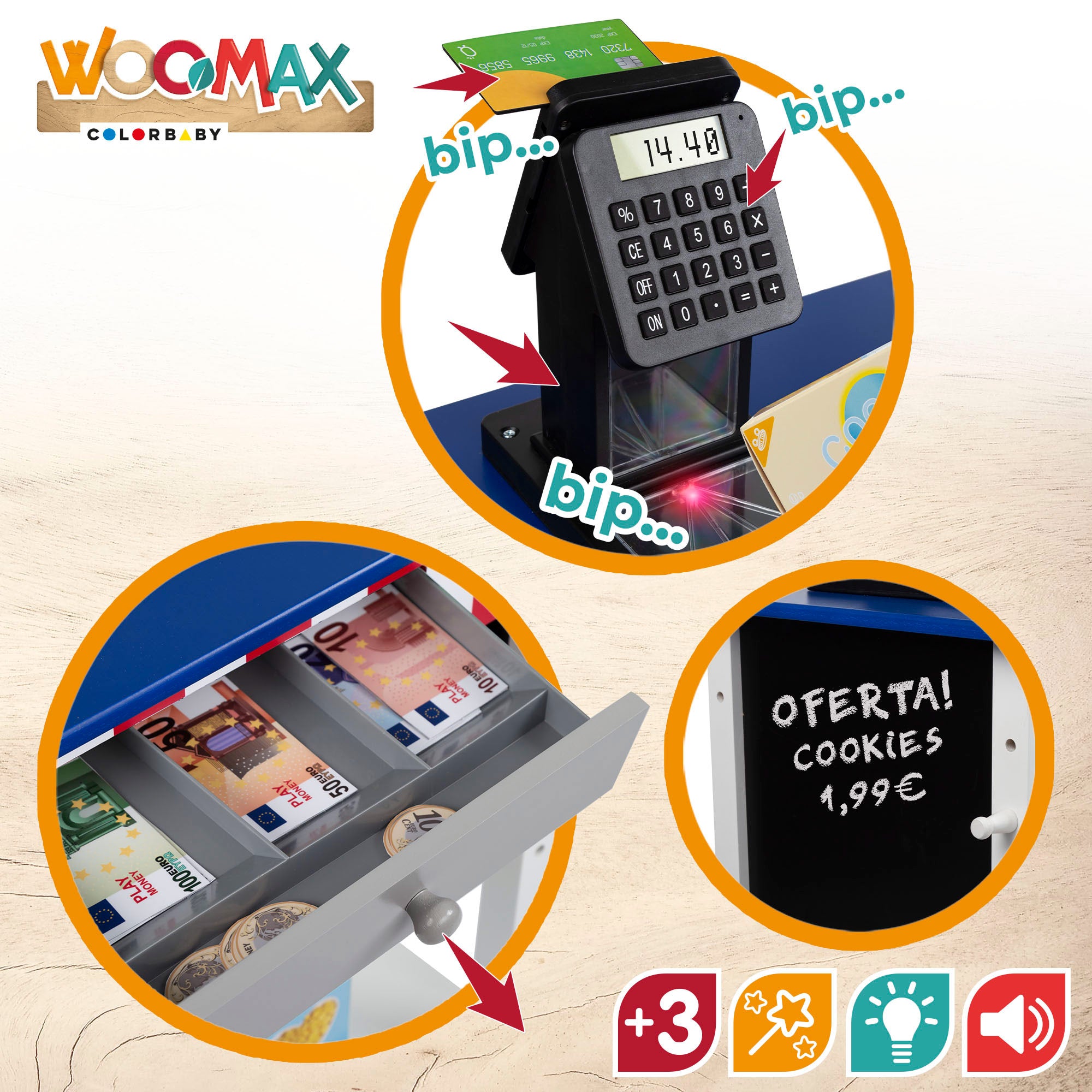 WOOMAX Supermercado madera  juguete con accesorios