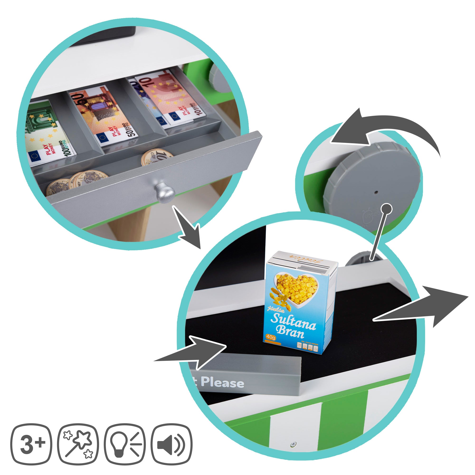 Teamson Supermercado juguete madera con luz, sonido y accesorios