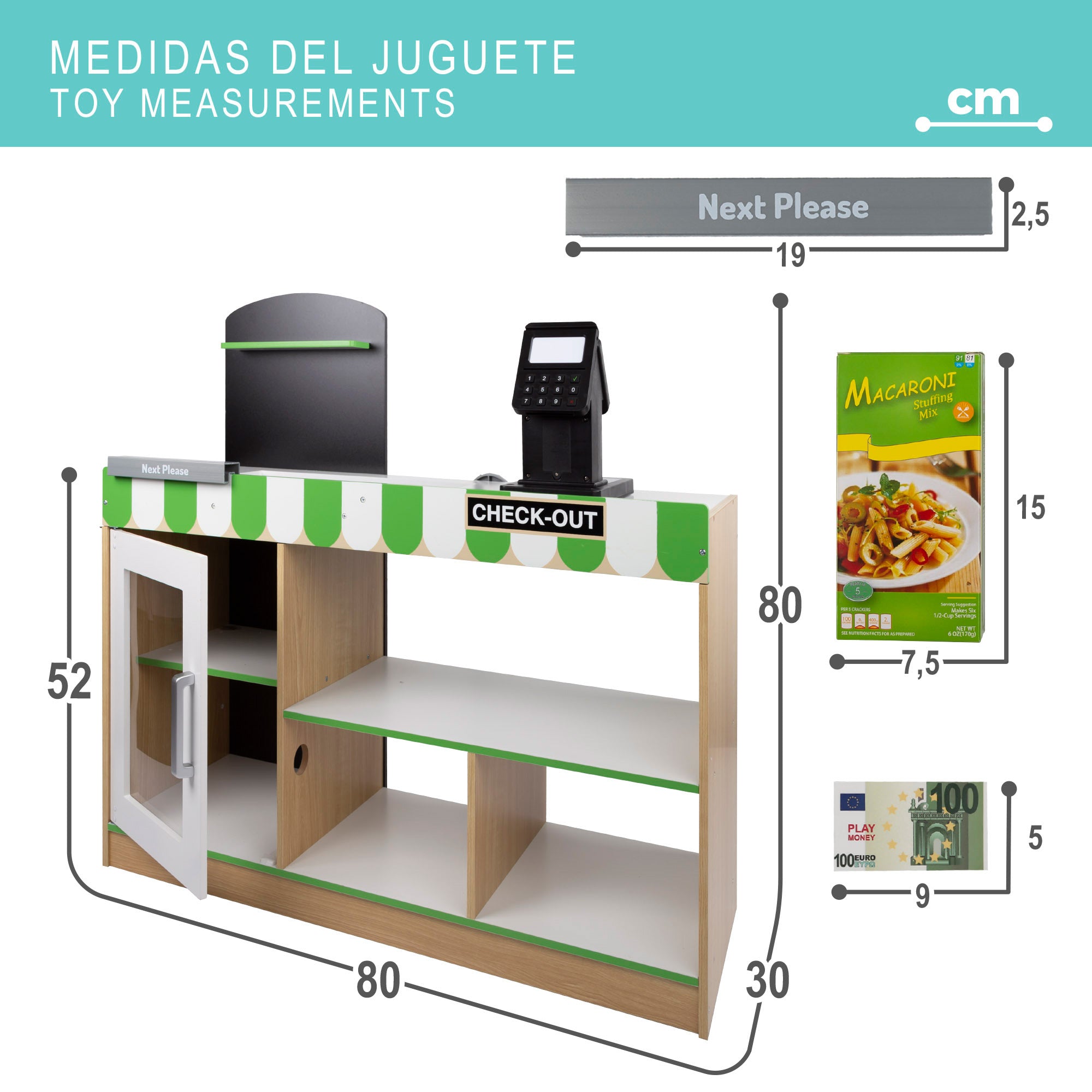 Teamson Supermercado juguete madera con luz, sonido y accesorios