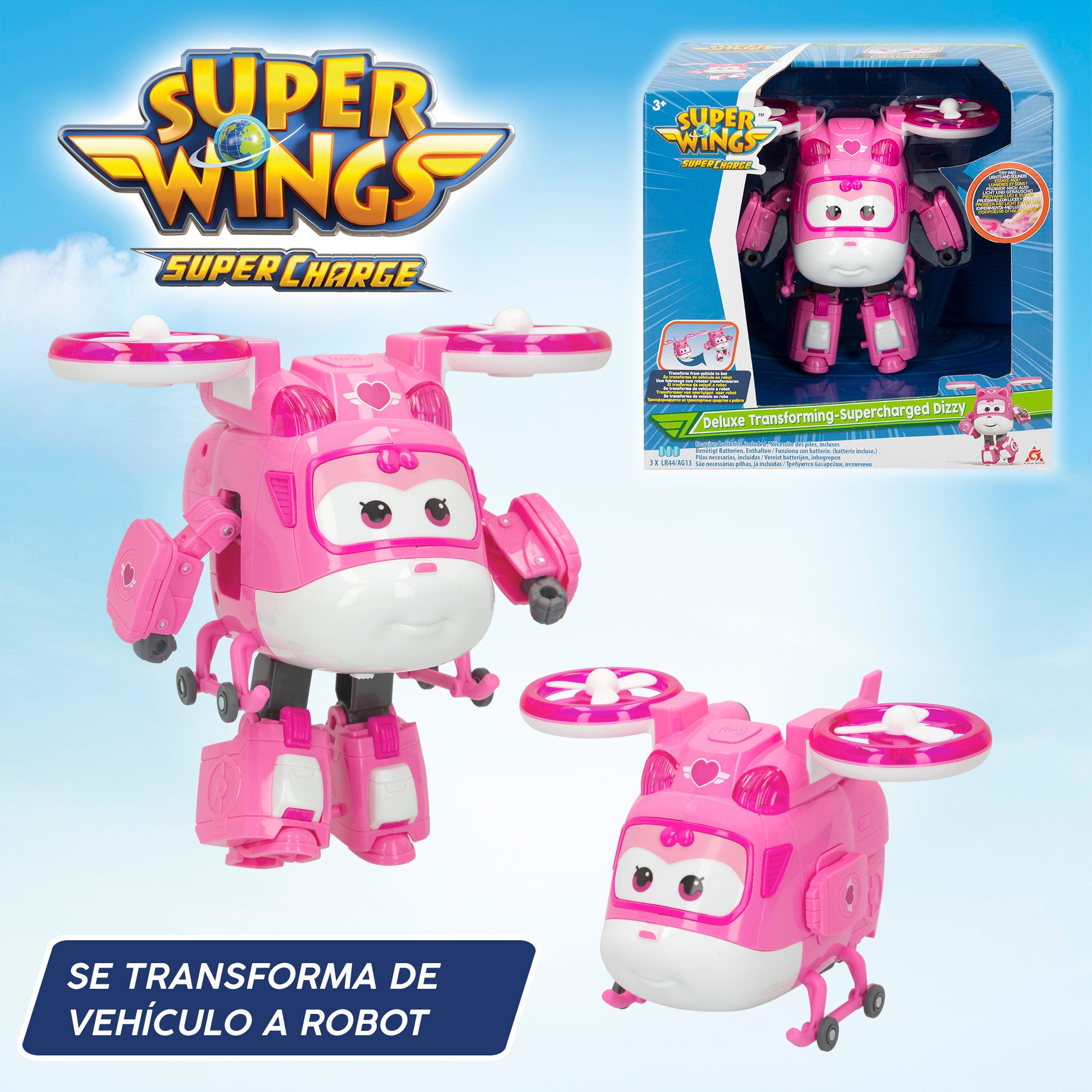 Super Wings Dizzy transformable con luz y sonidos
