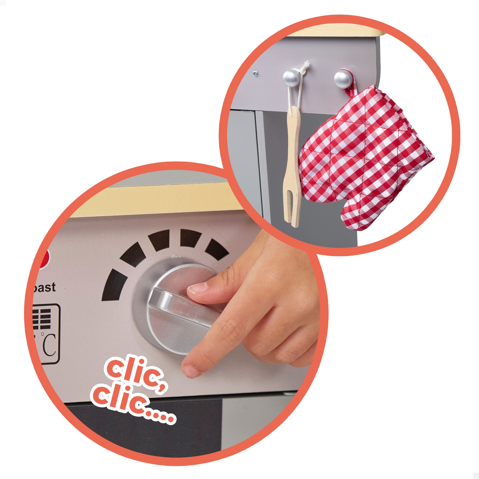 Teamson Barbacoa de madera de juguete portátil con pizarra y 9 accesorios