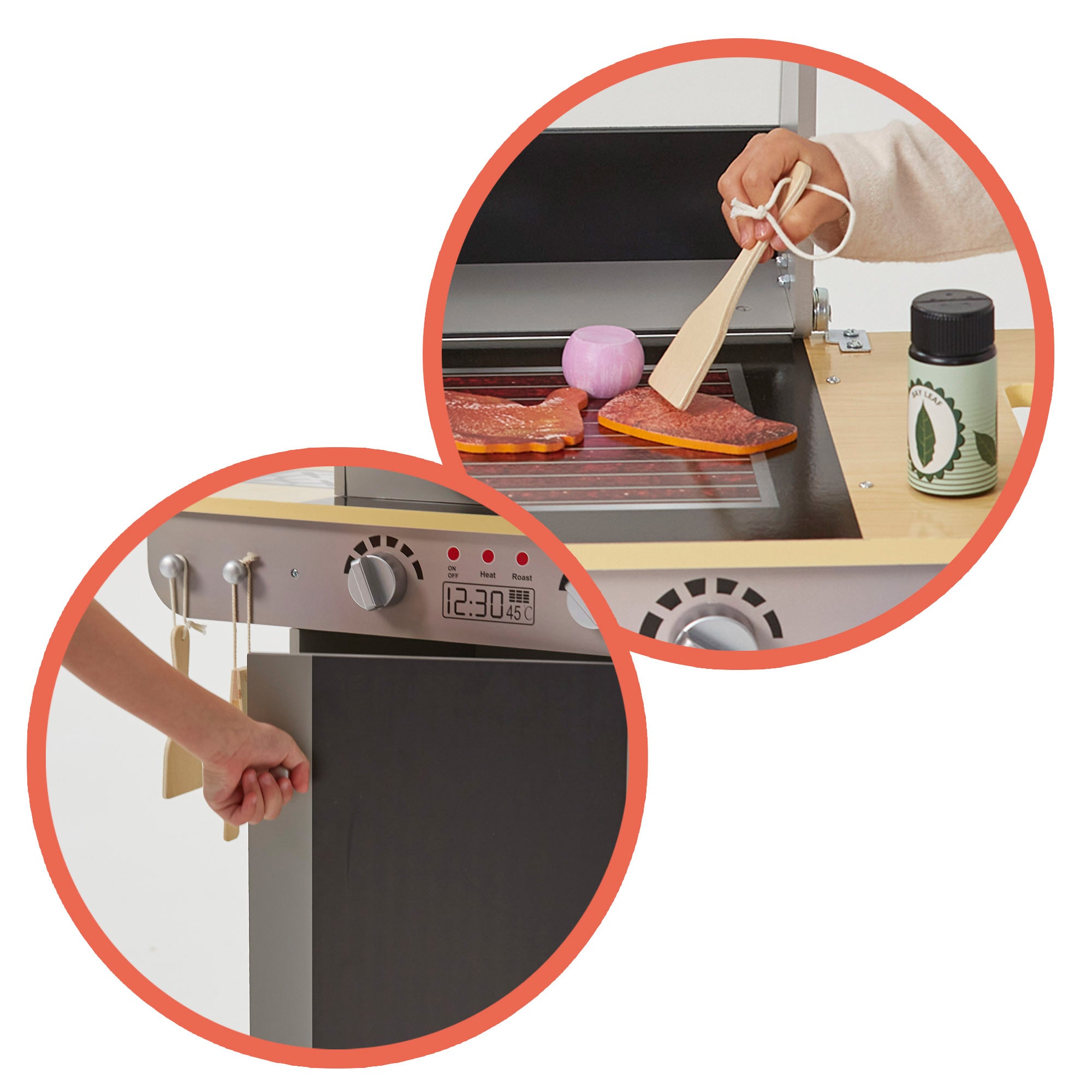 Teamson Barbacoa de madera de juguete portátil con pizarra y 9 accesorios