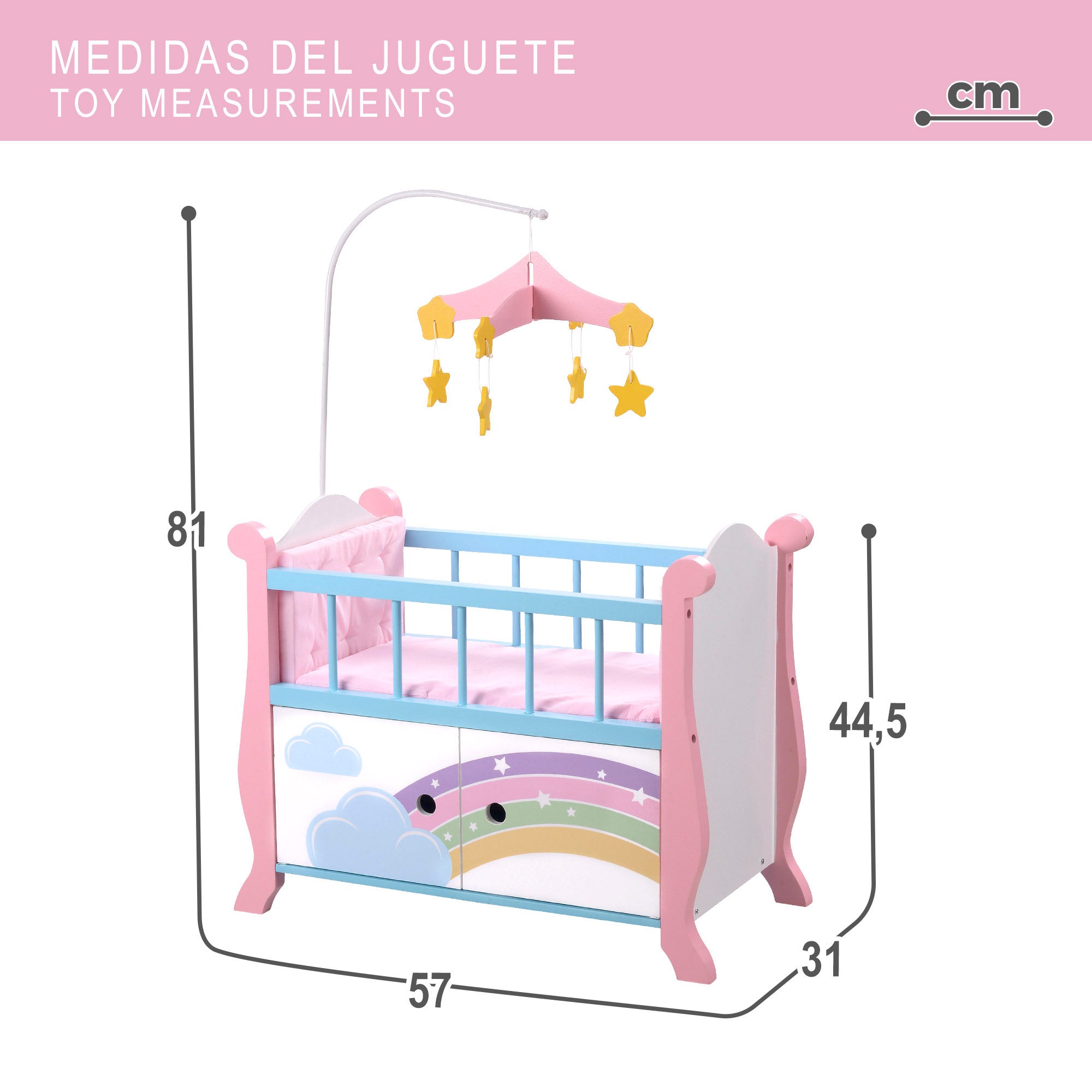 Teamson Cuna para muñecas de madera