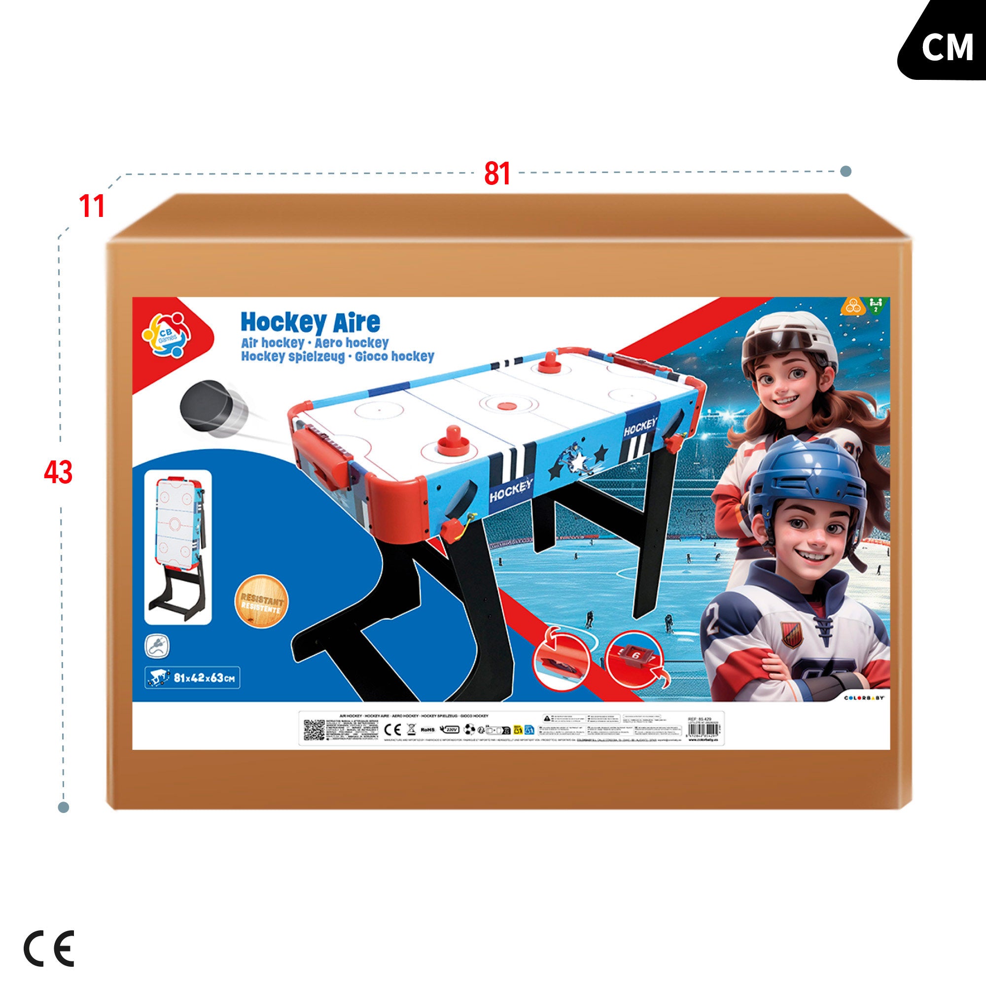 Mesa Air Hockey madera patas plegables 81x42x63 cm CB Games