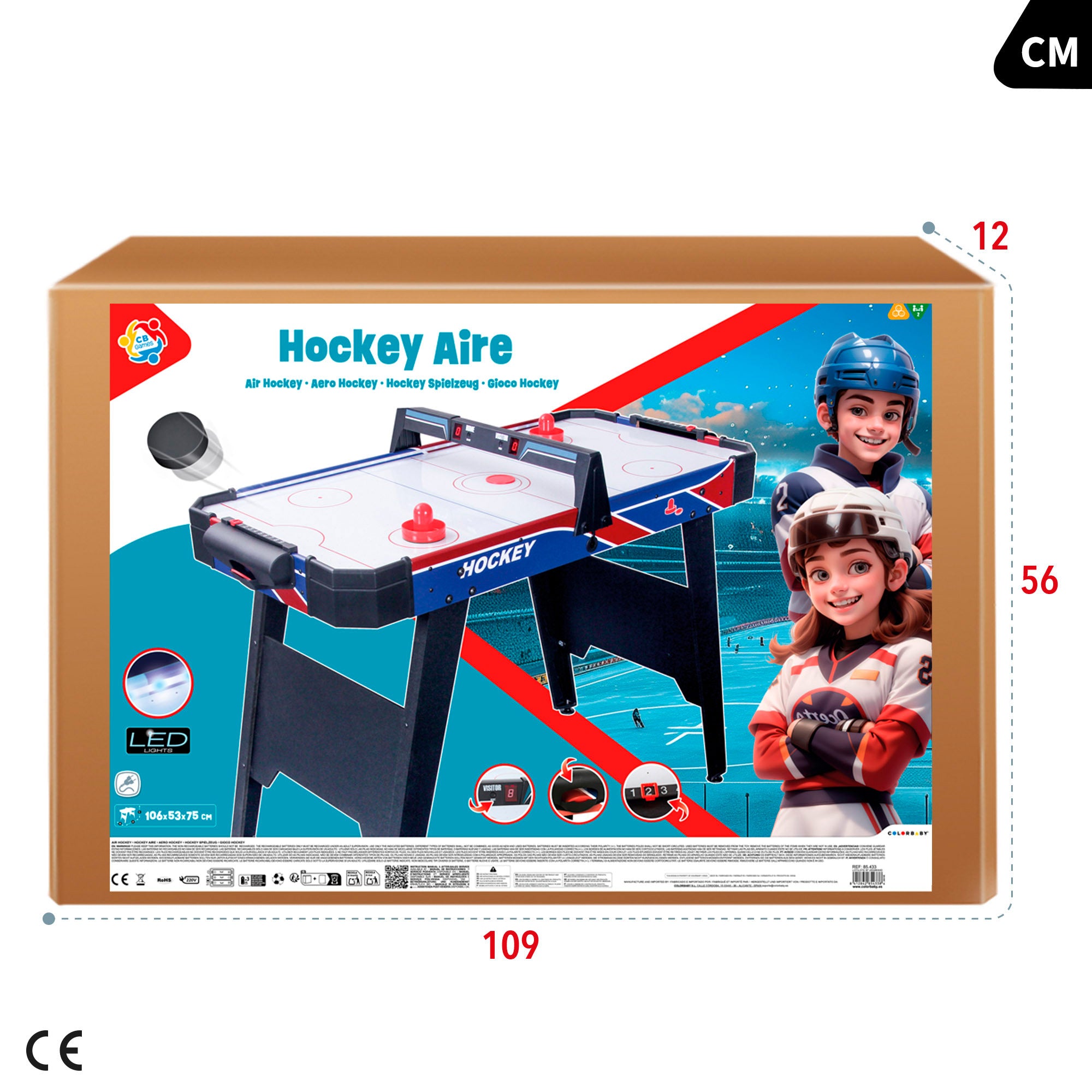 Mesa Air hockey electrónico con luces 106x53x75 CB Games