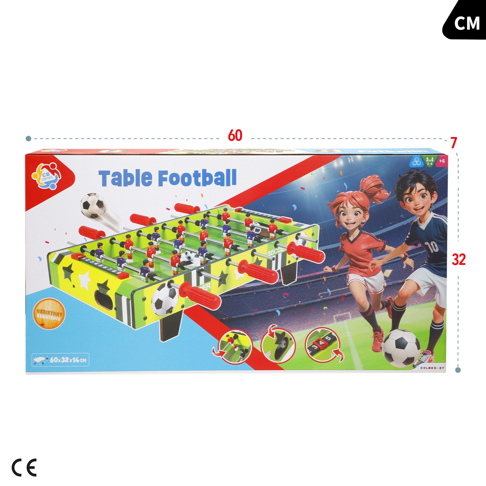 Futbolín de mesa madera 60x32x14 cm CB Games