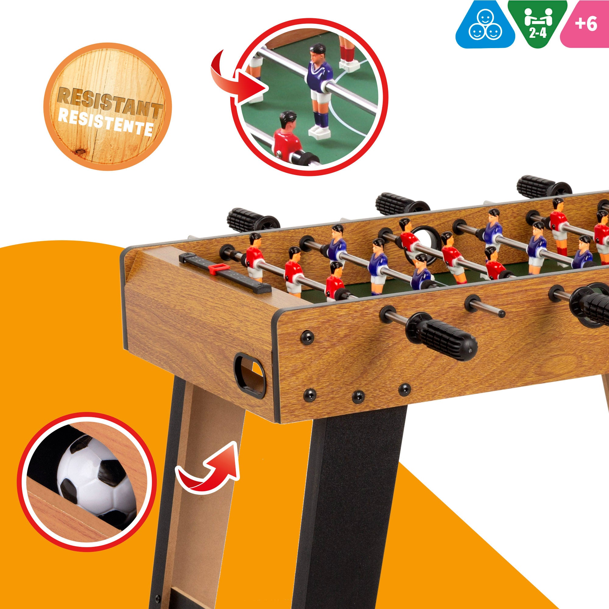 Futbolín de madera con patas 70x37x65 cm CB Games