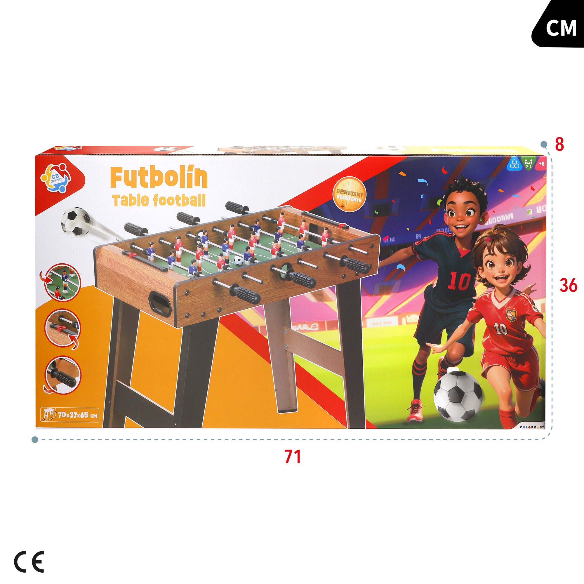 Futbolín de madera con patas 70x37x65 cm CB Games