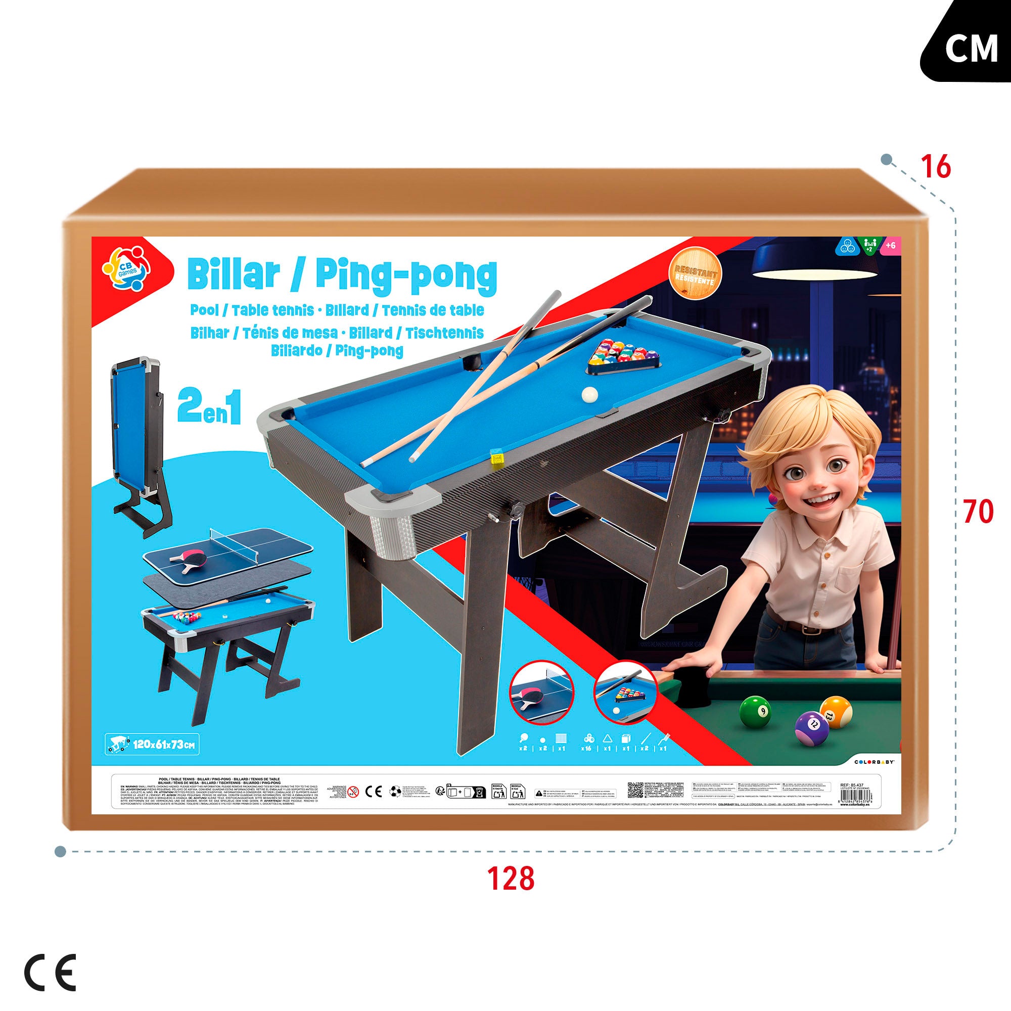 Mesa billar americano y ping pong plegable 120x61x73 cm CB Games