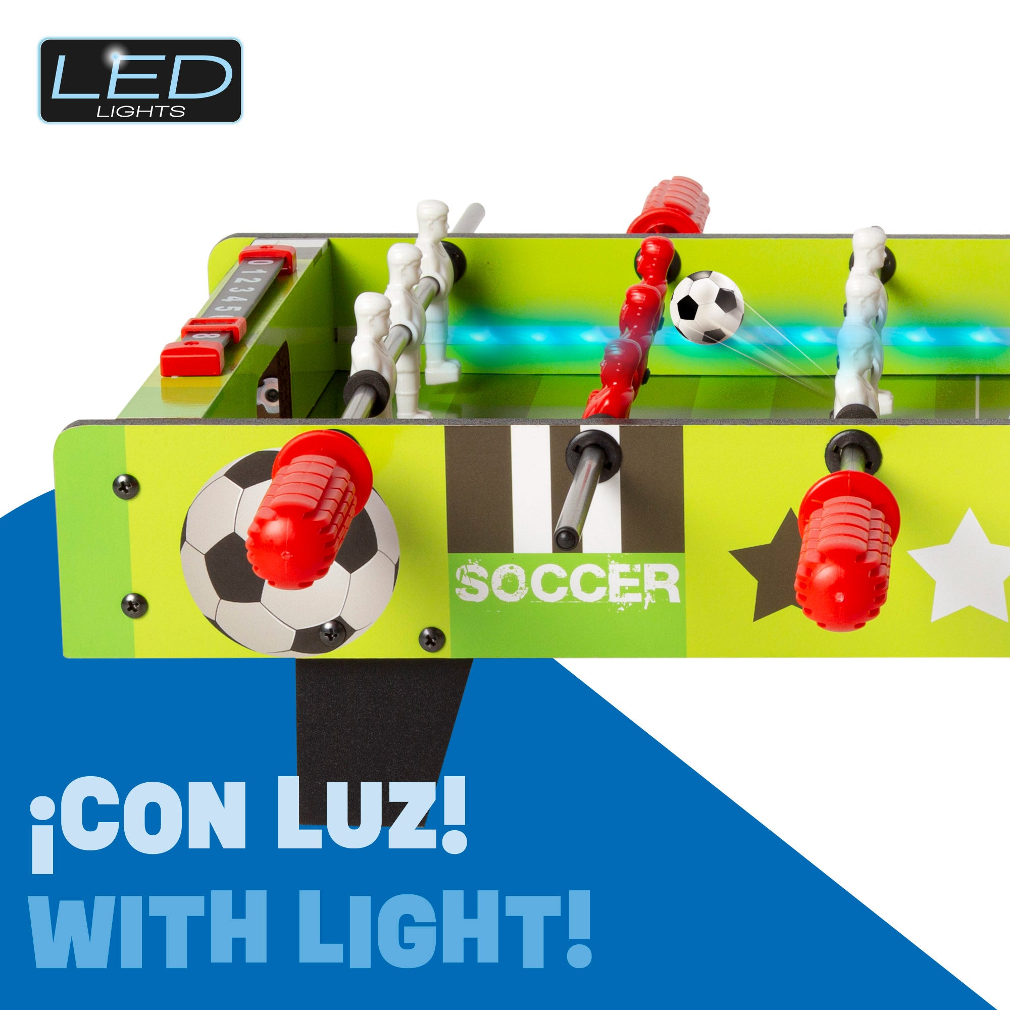 Futbolín de mesa madera con luces 60x32x14 cm CB Games