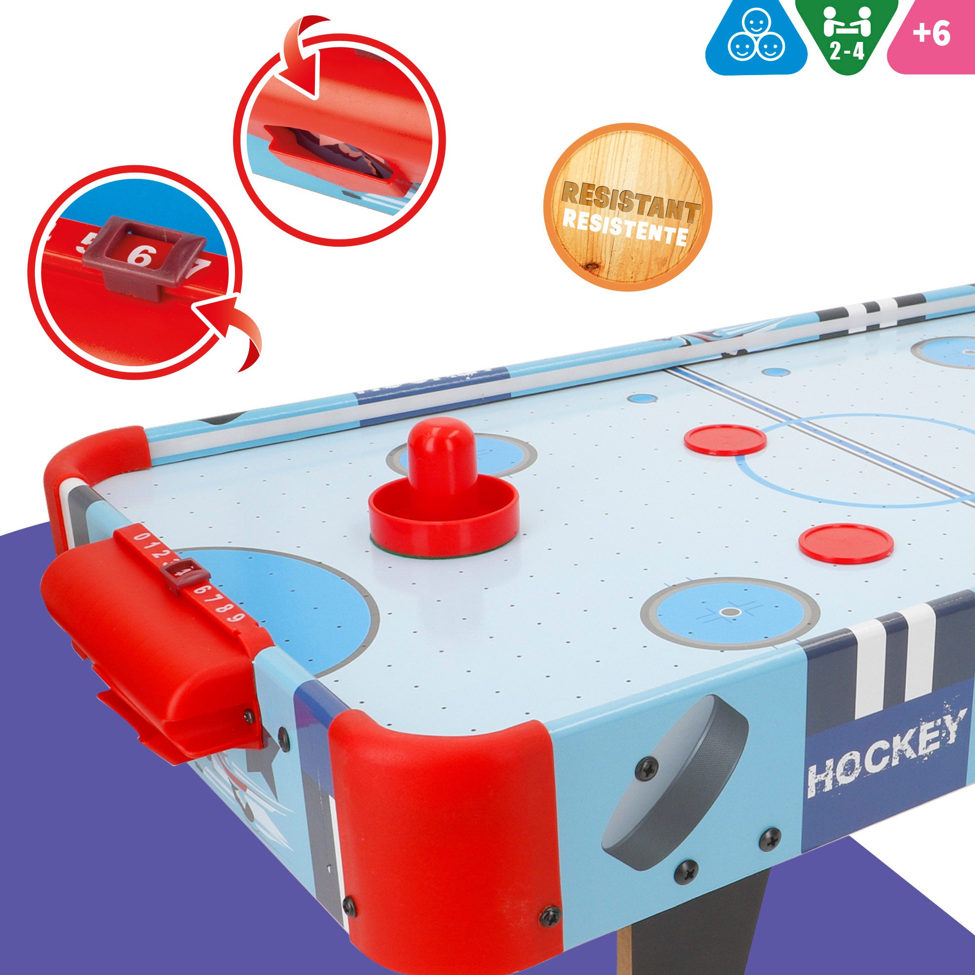 Mesa Air Hockey madera con luces 60x32x12 cm CB Games