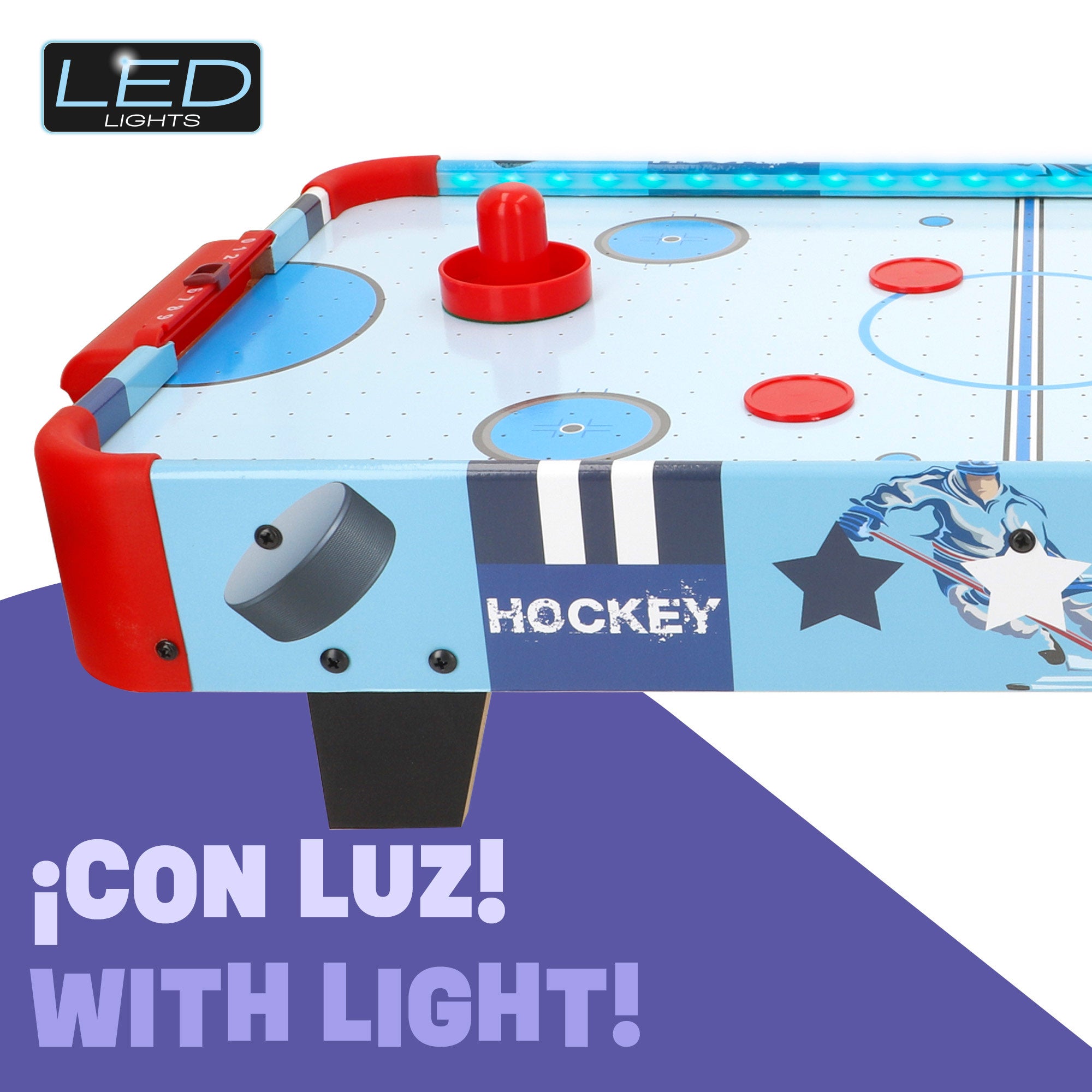 Mesa Air Hockey madera con luces 60x32x12 cm CB Games