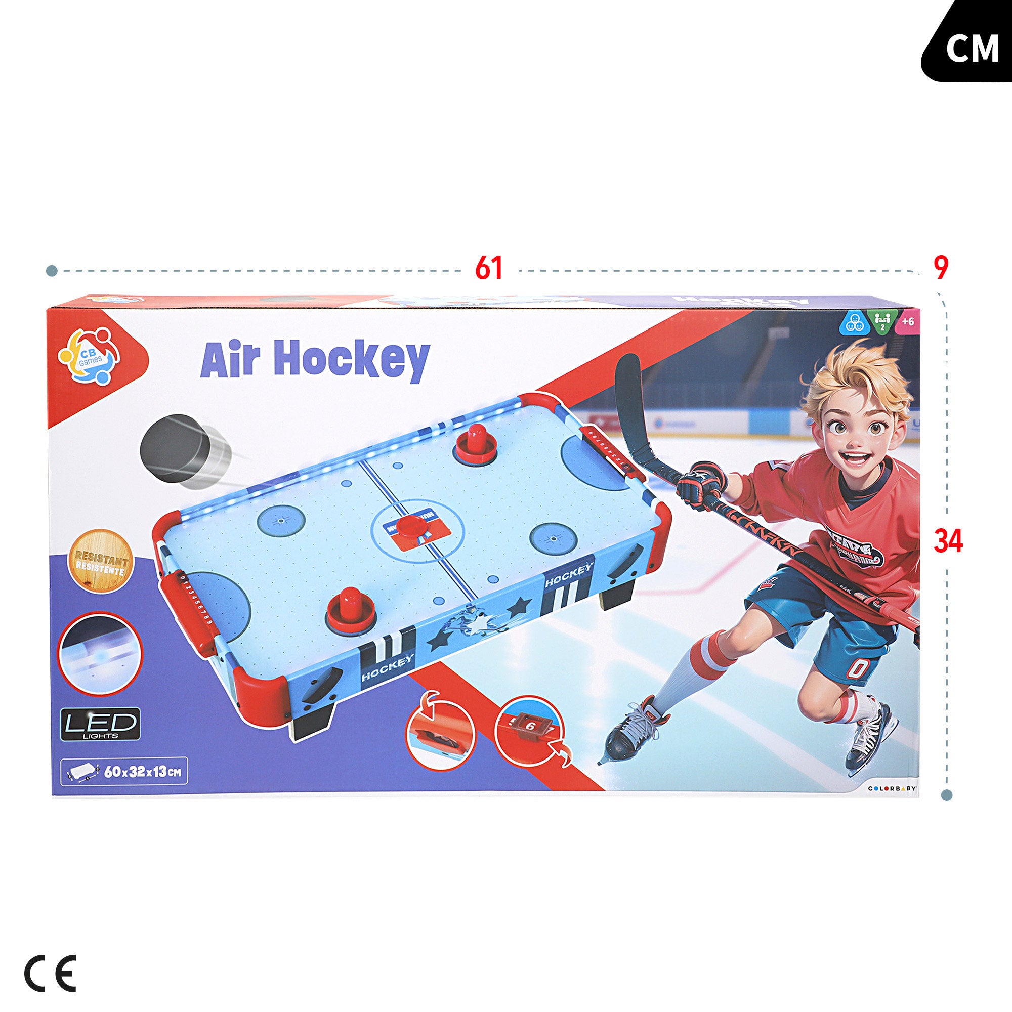 Mesa Air Hockey madera con luces 60x32x12 cm CB Games