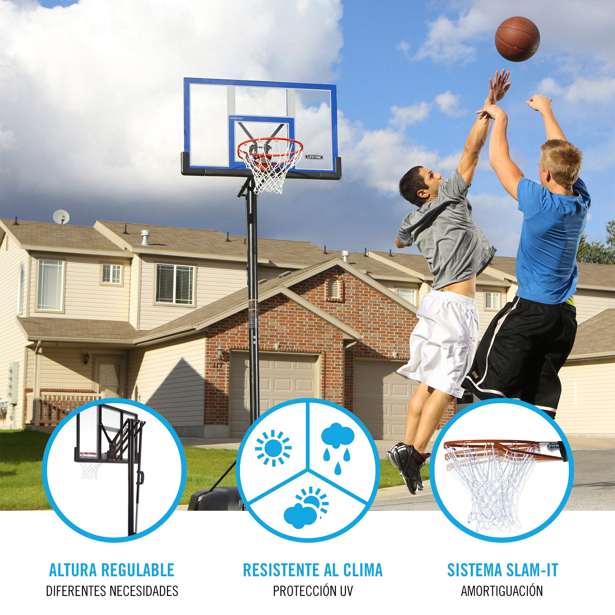 Canasta baloncesto ultrarresistente Lifetime altura regulable 244/305 cm uv100