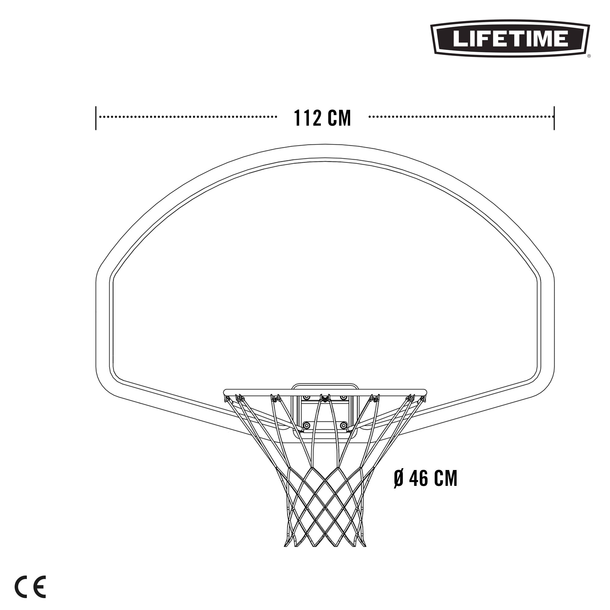 Tablero baloncesto ultrarresistente Lifetime 112x72 cm uv100