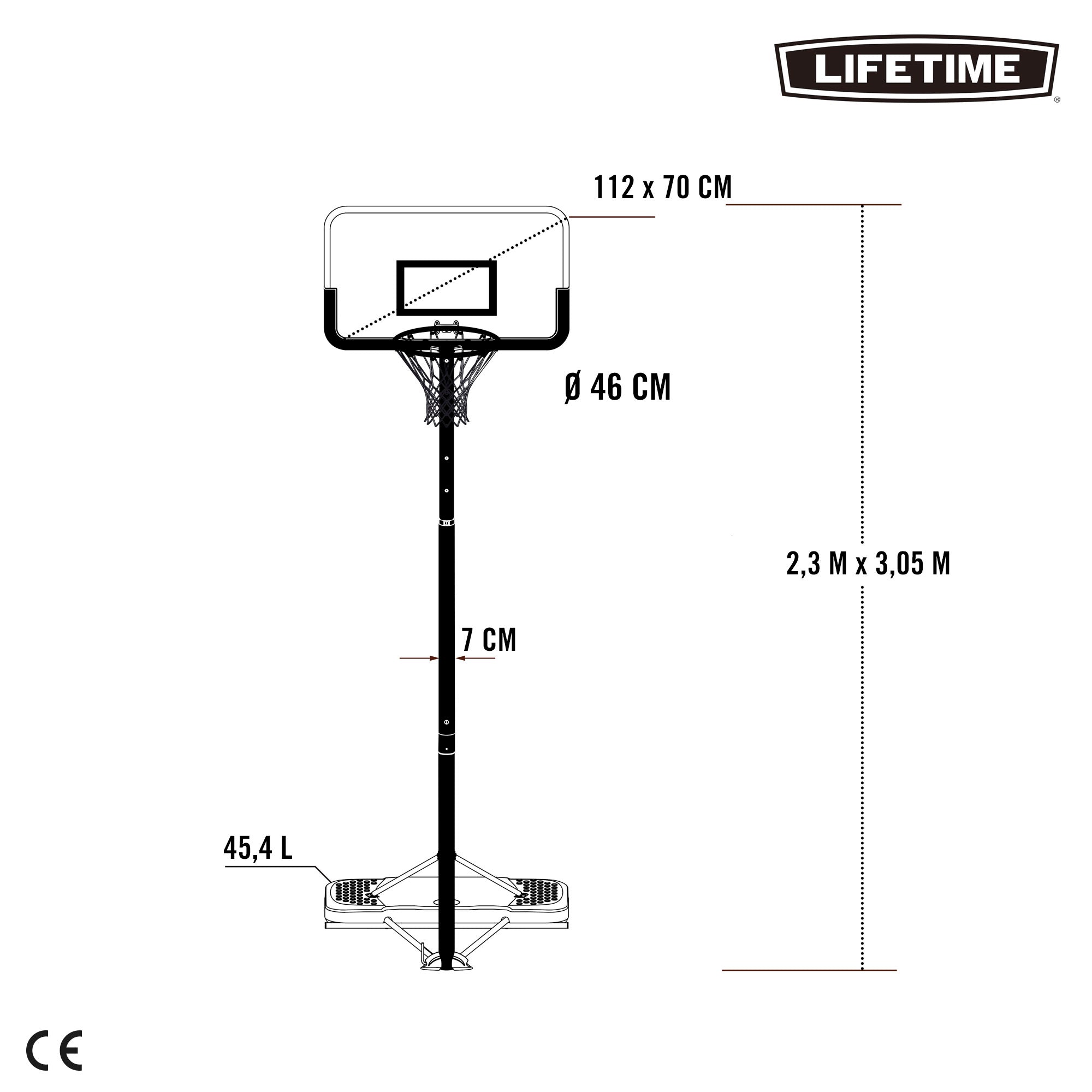 Canasta baloncesto ultrarresistente LIFETIME altura regulable 229/305 cm uv100
