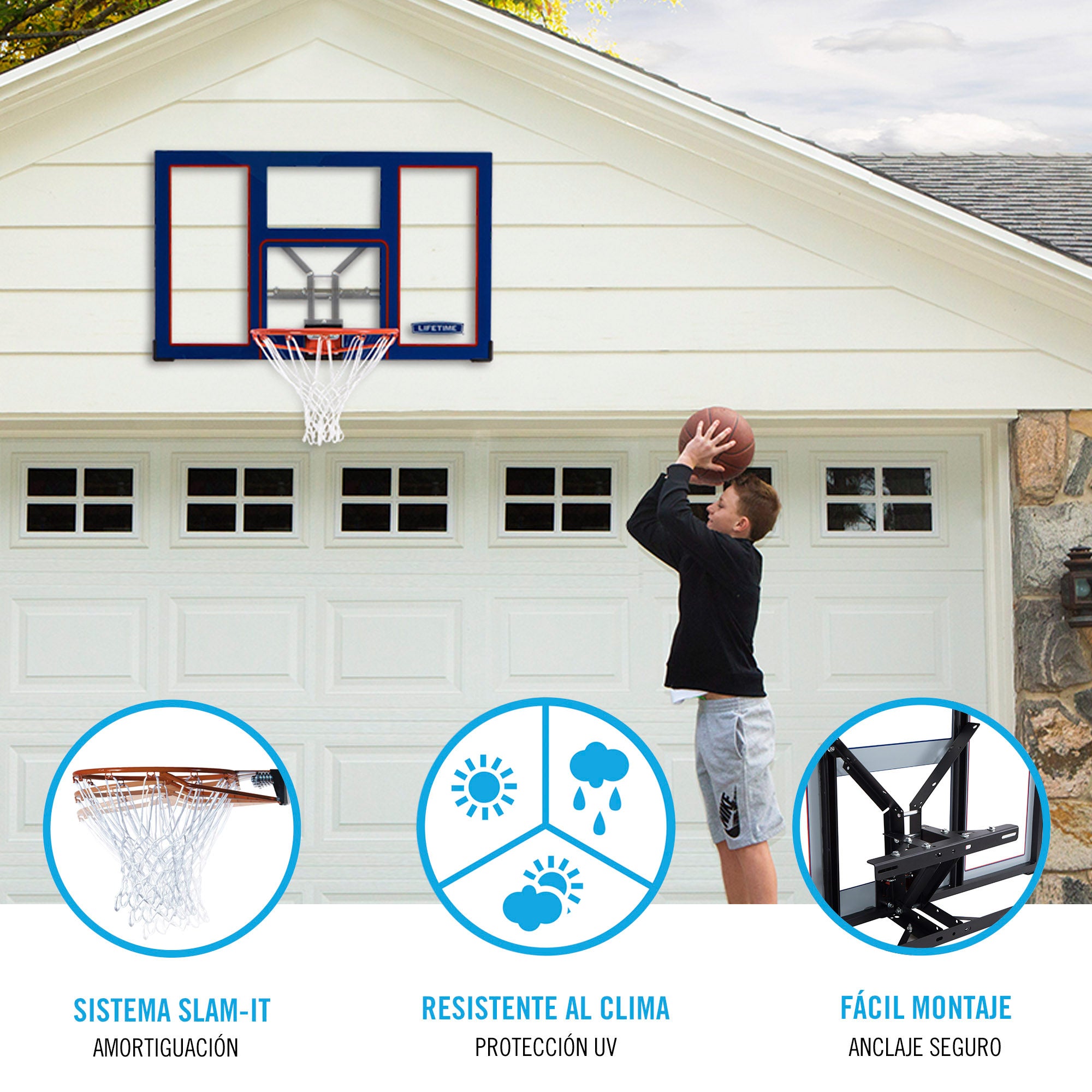 Tablero de baloncesto ultrarresistente para pared LIFETIME 121x75,5 cm UV100