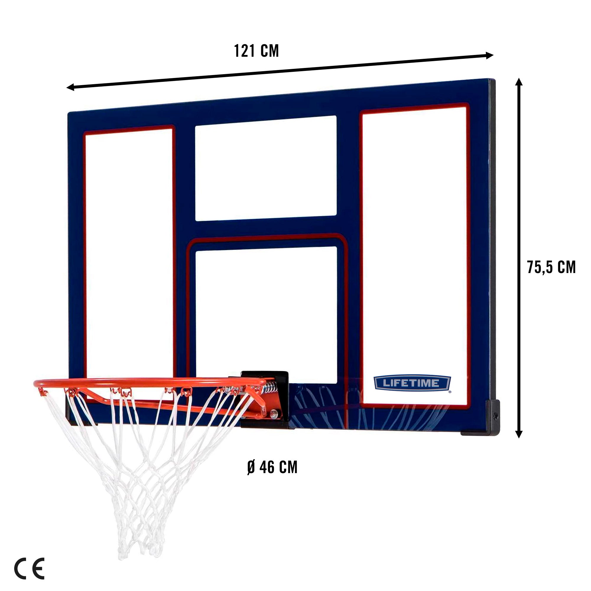 Tablero de baloncesto ultrarresistente para pared LIFETIME 121x75,5 cm UV100